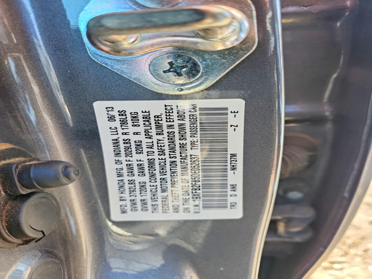 2013 Honda Civic Ex Black vin: 19XFB2F85DE052637