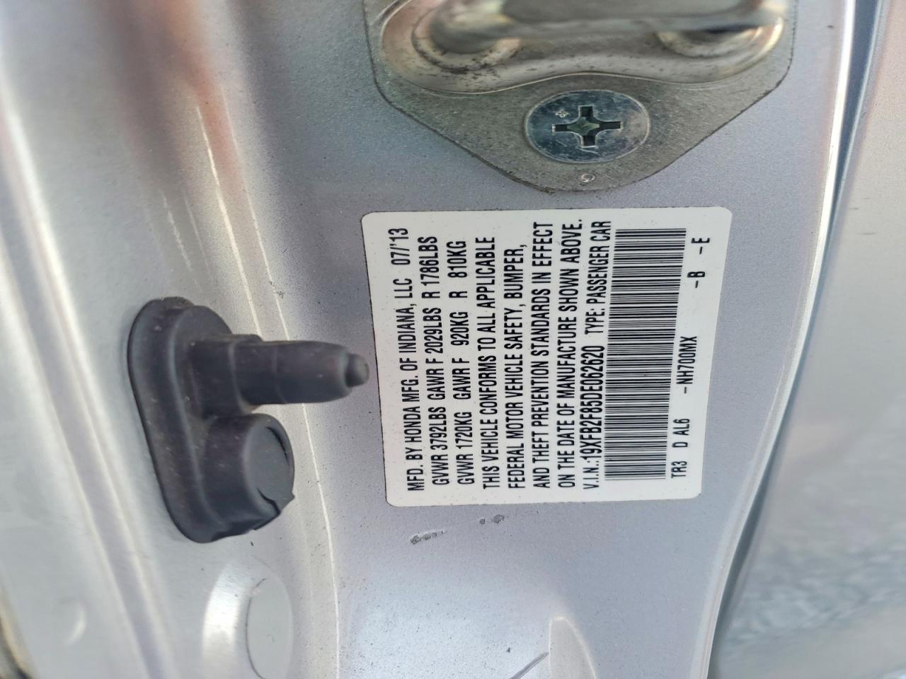 2013 Honda Civic Ex Silver vin: 19XFB2F85DE062620