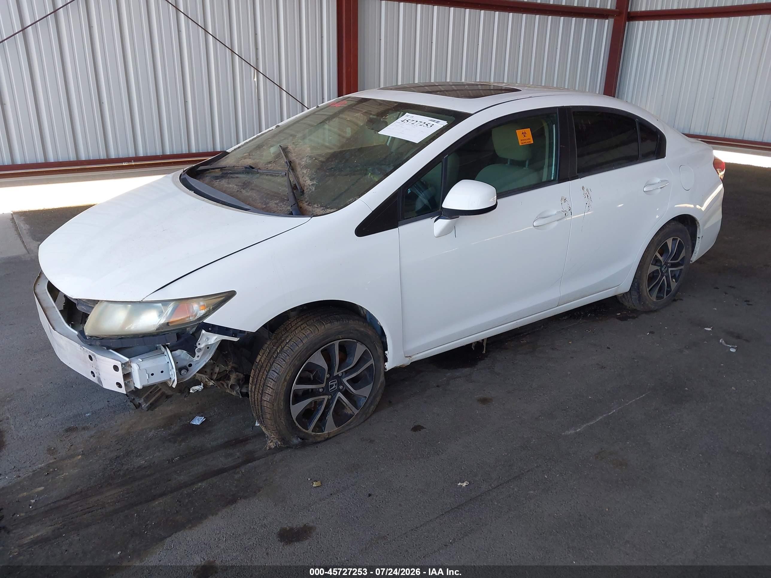 2013 Honda Civic Ex Белый vin: 19XFB2F85DE249680