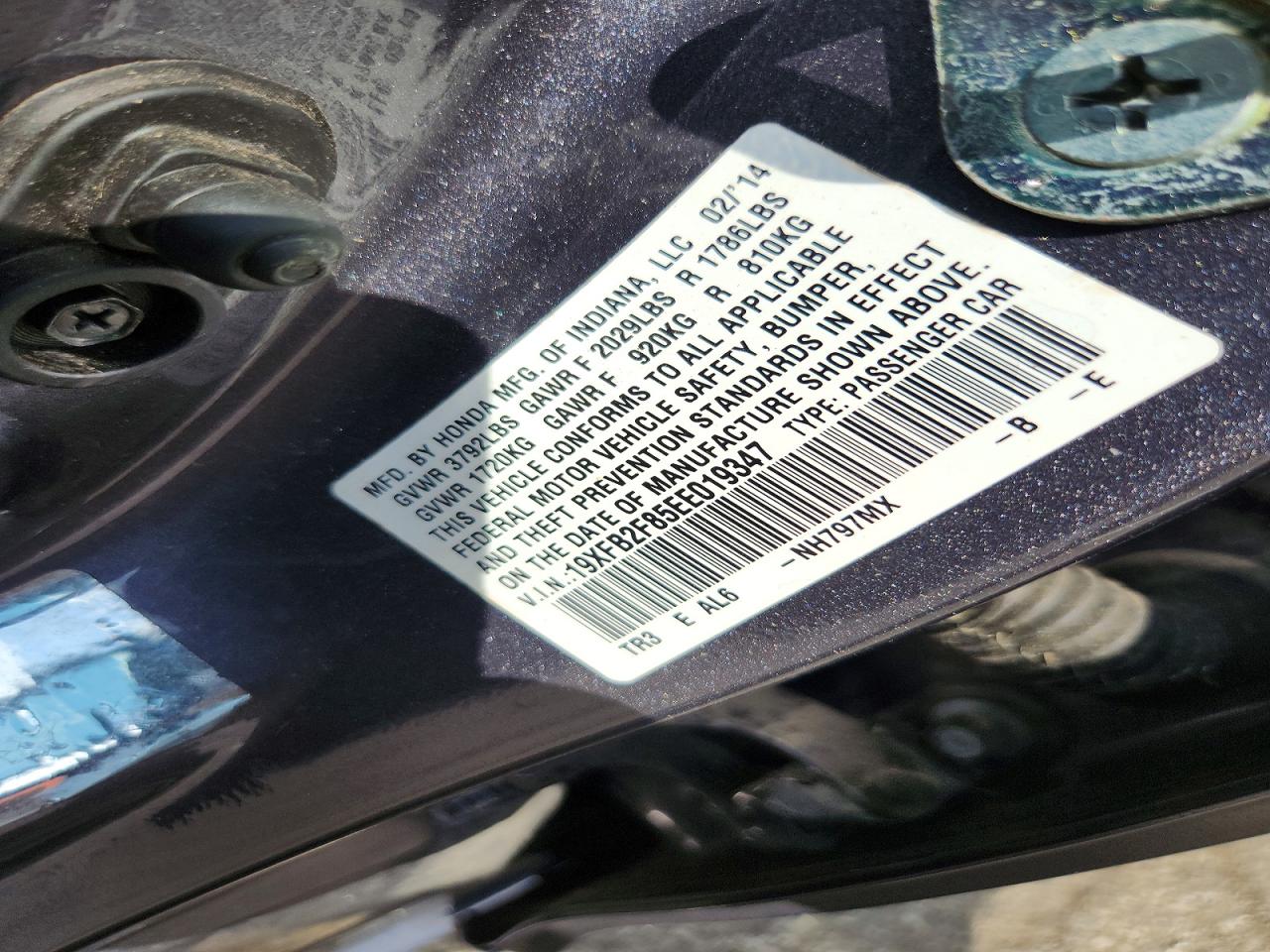 2014 Honda Civic Ex Gray vin: 19XFB2F85EE019347