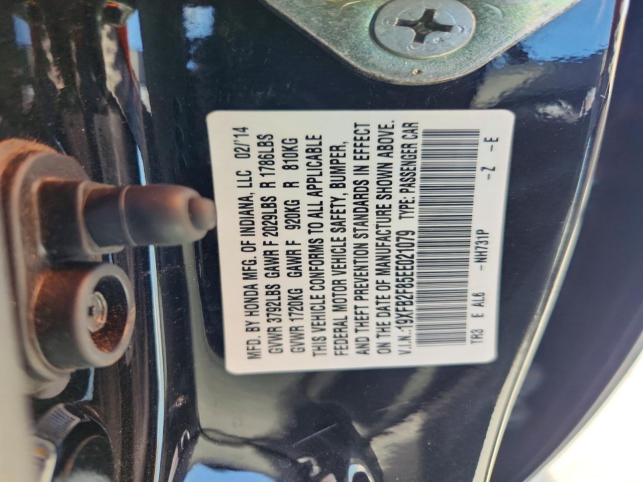 2014 Honda Civic Ex Черный vin: 19XFB2F85EE021079