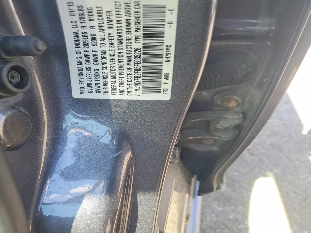 2015 Honda Civic Ex Gray vin: 19XFB2F85FE035226
