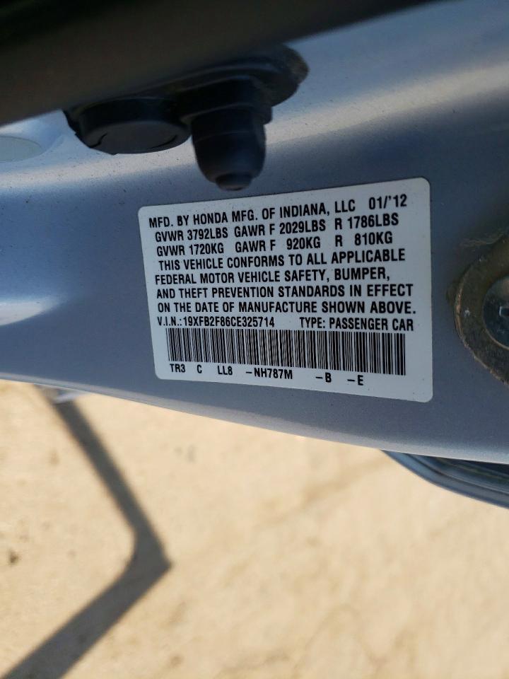 2012 Honda Civic Ex Silver vin: 19XFB2F86CE325714