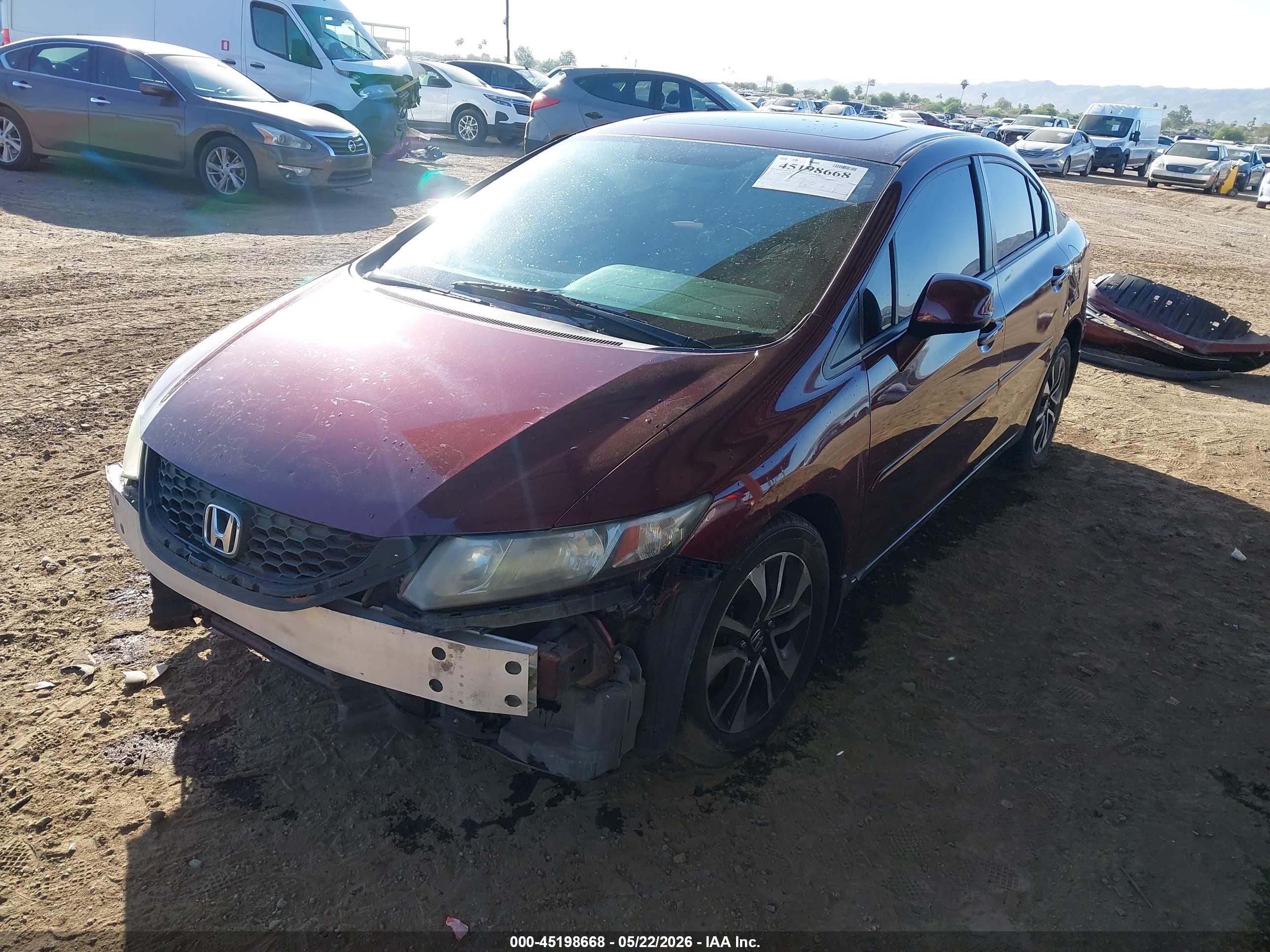 2013 Honda Civic Ex Темно-бордовый vin: 19XFB2F86DE254886