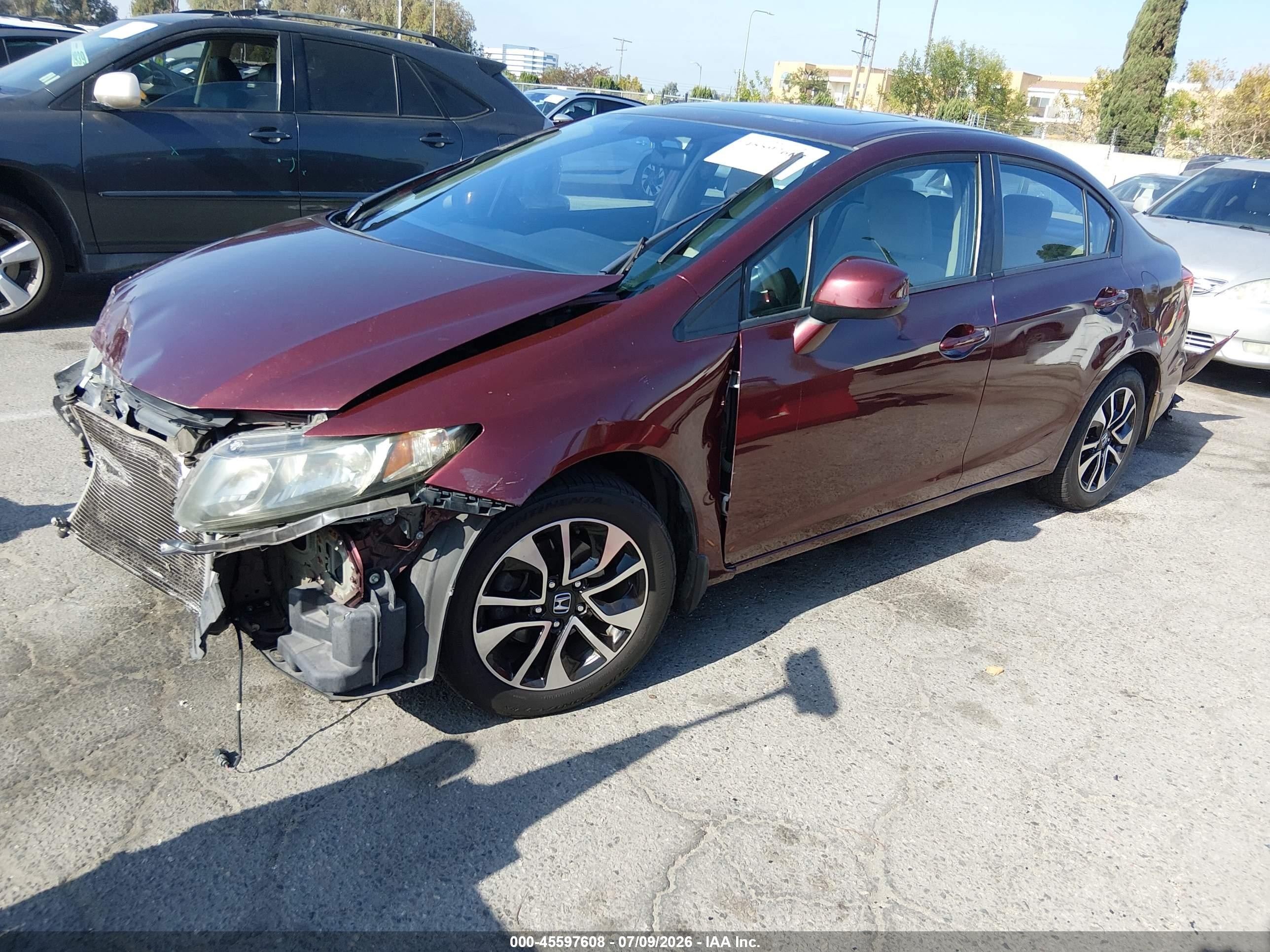 2013 Honda Civic Ex Бордовый vin: 19XFB2F86DE261868