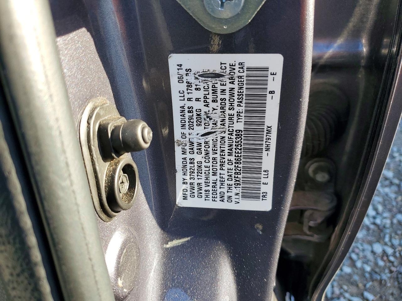 2014 Honda Civic Ex Gray vin: 19XFB2F86EE255389