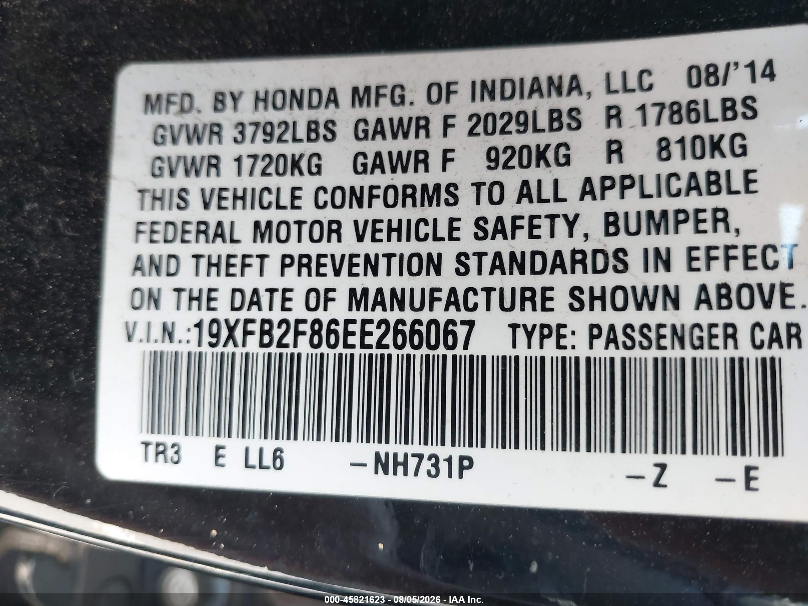 2014 Honda Civic Ex Black vin: 19XFB2F86EE266067