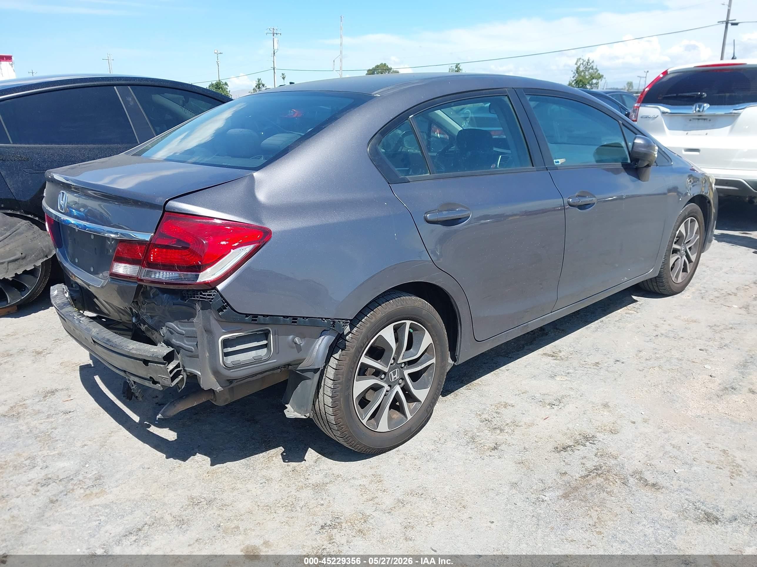 2015 Honda Civic Ex Серый vin: 19XFB2F86FE204430