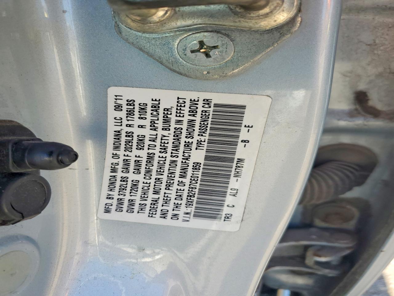 2012 Honda Civic Ex Silver vin: 19XFB2F87CE011859