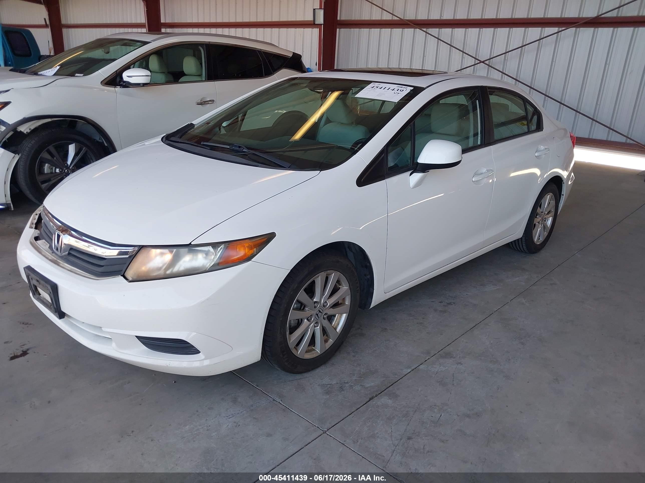 2012 Honda Civic Ex White vin: 19XFB2F87CE329559