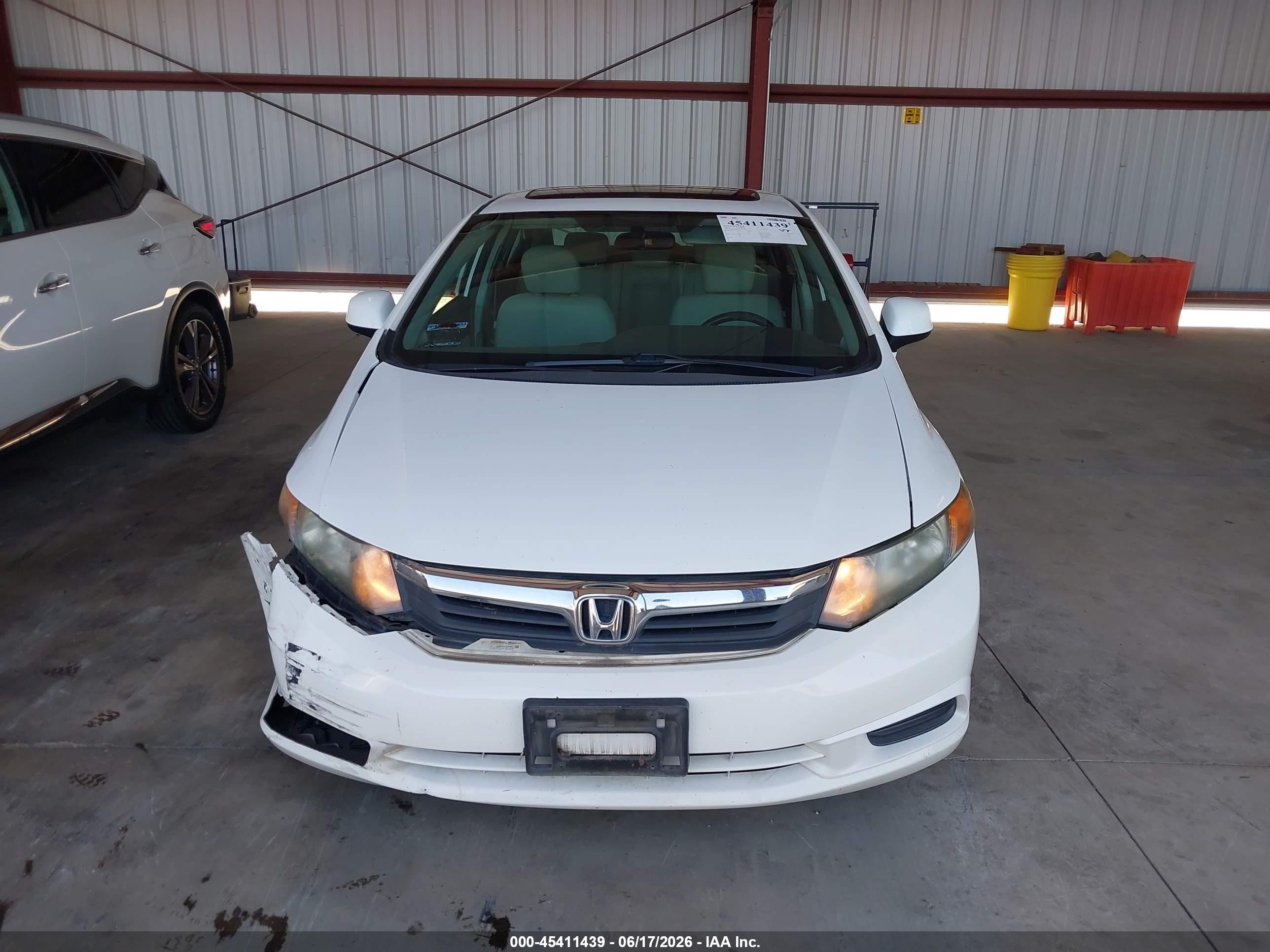 2012 Honda Civic Ex White vin: 19XFB2F87CE329559