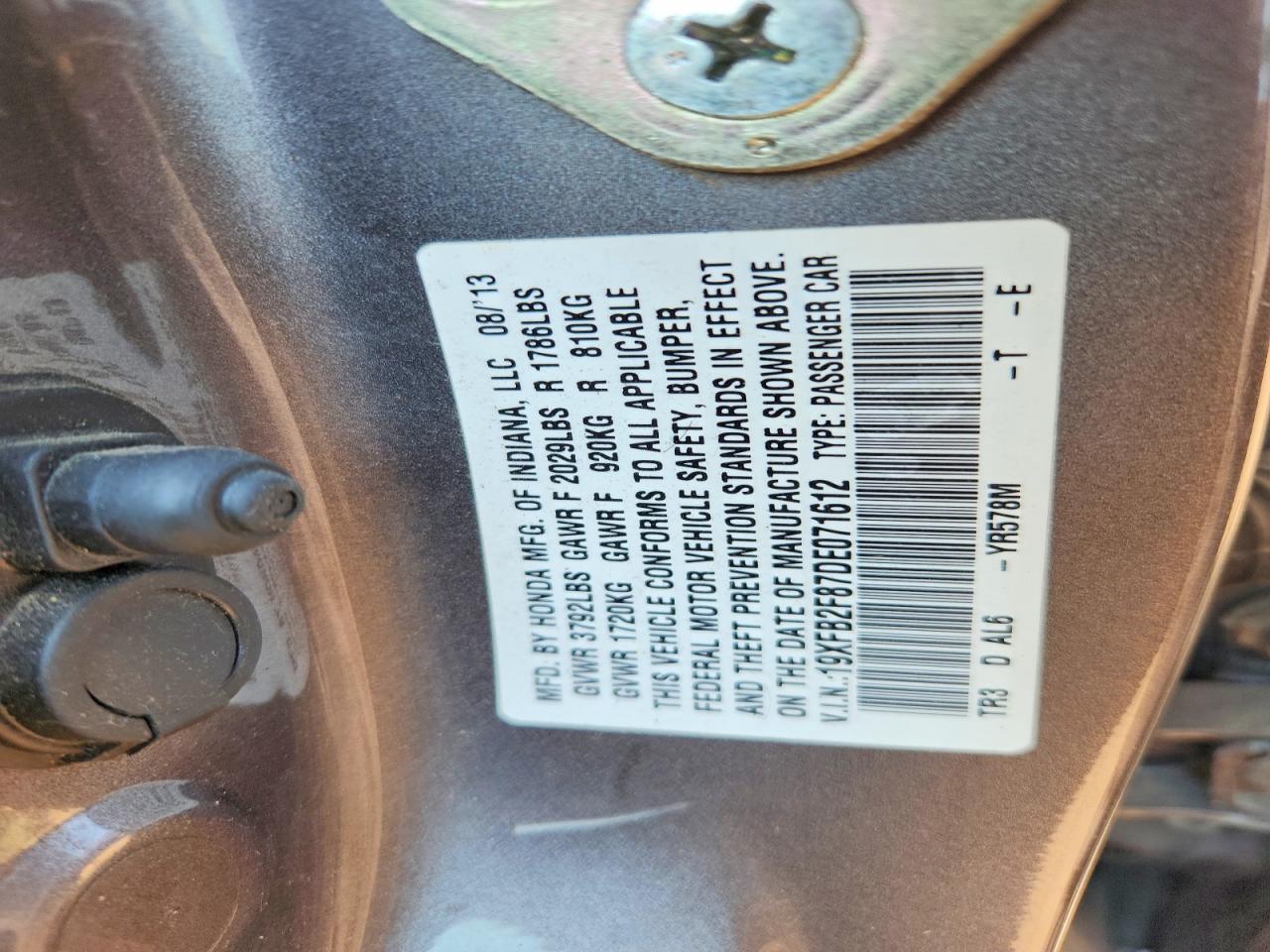 2013 Honda Civic Ex Brown vin: 19XFB2F87DE071612