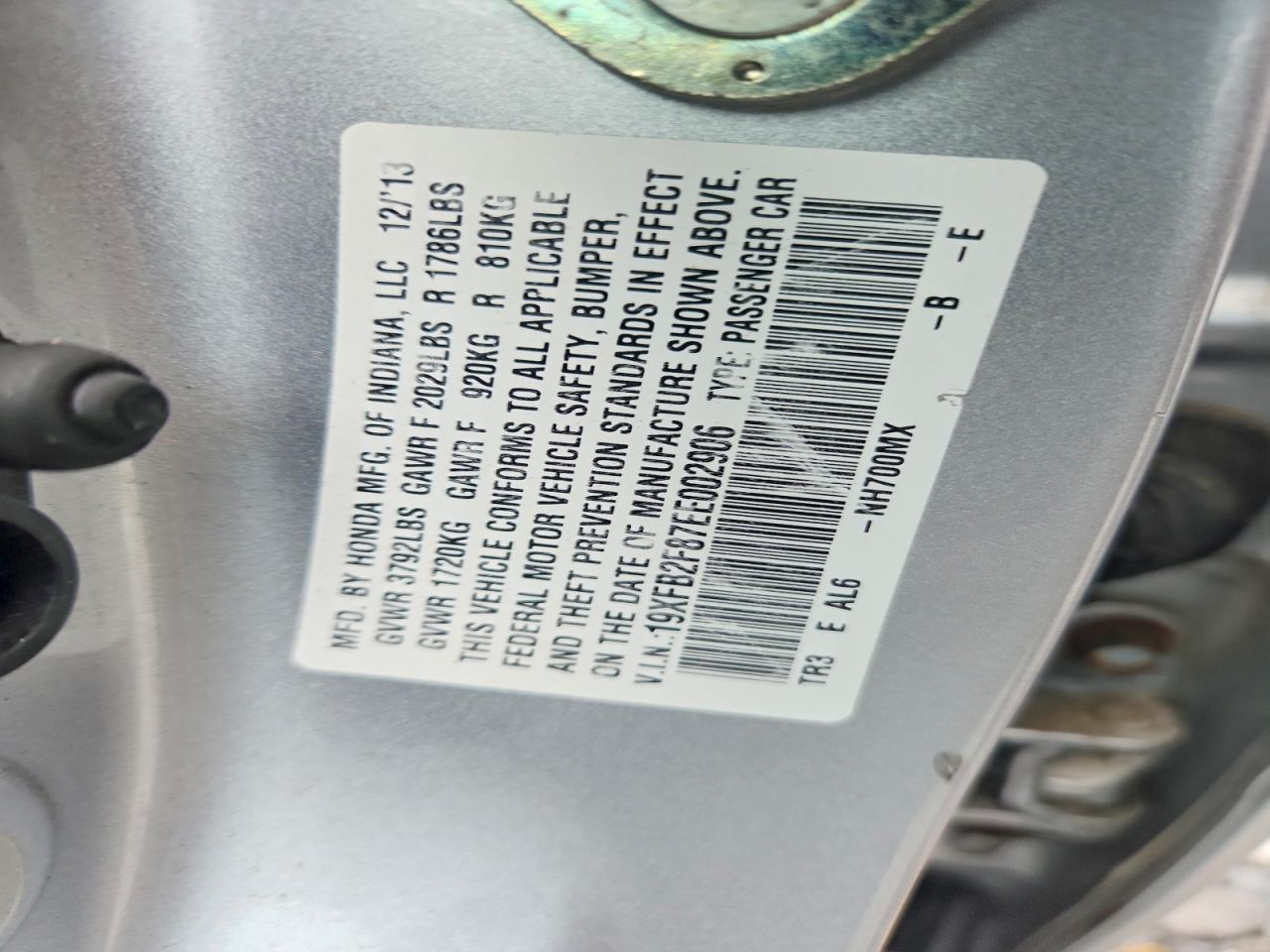 2014 Honda Civic Ex Silver vin: 19XFB2F87EE002906
