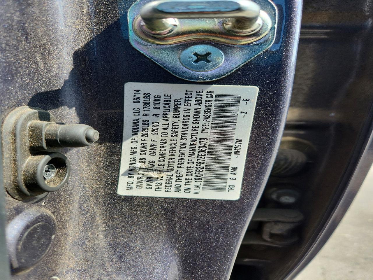 2014 Honda Civic Ex Gray vin: 19XFB2F87EE060479