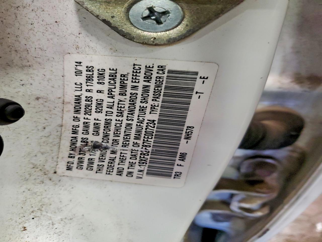 2015 Honda Civic Ex White vin: 19XFB2F87FE007234