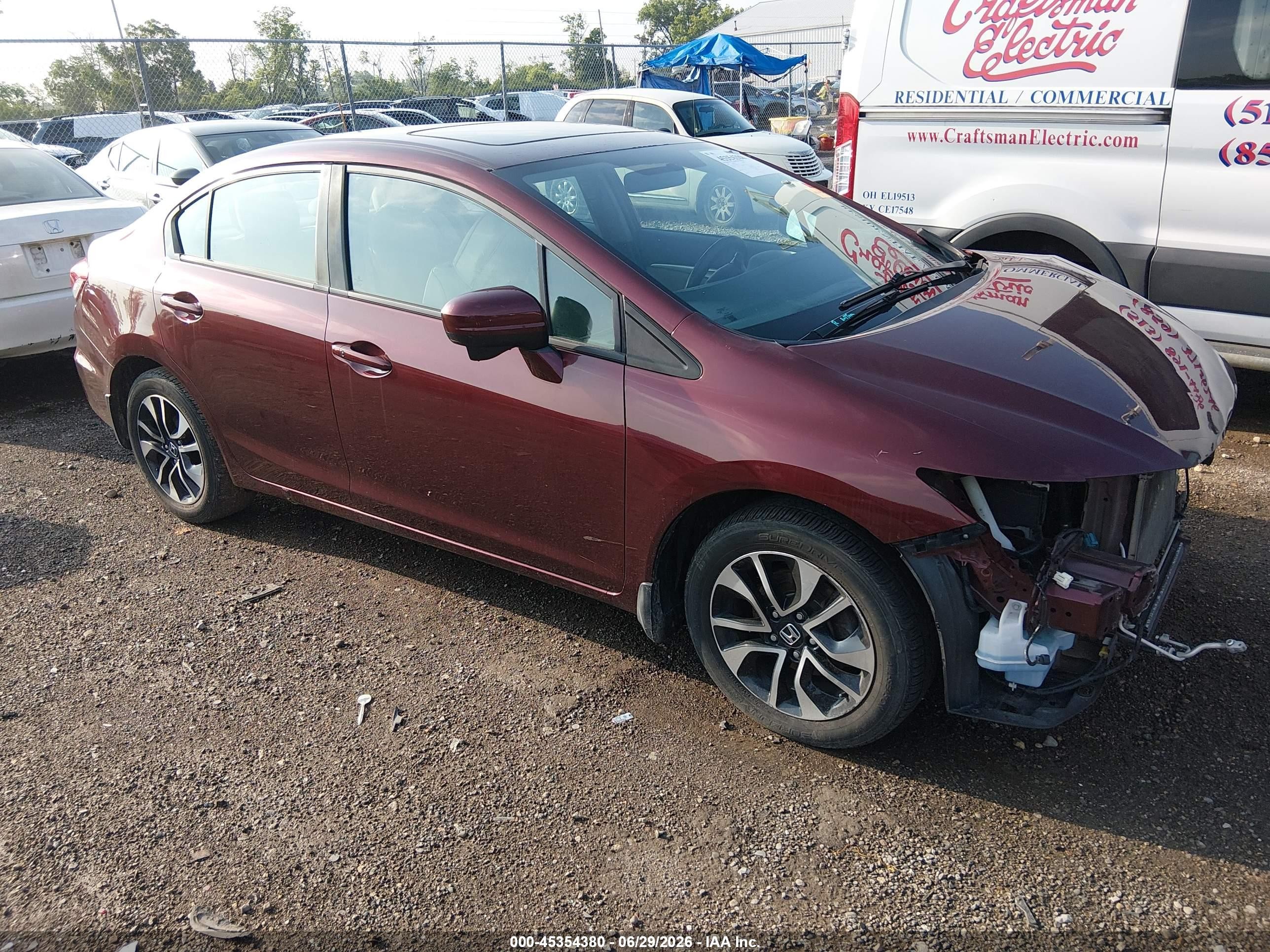 2015 Honda Civic Ex Бордовый vin: 19XFB2F87FE030027