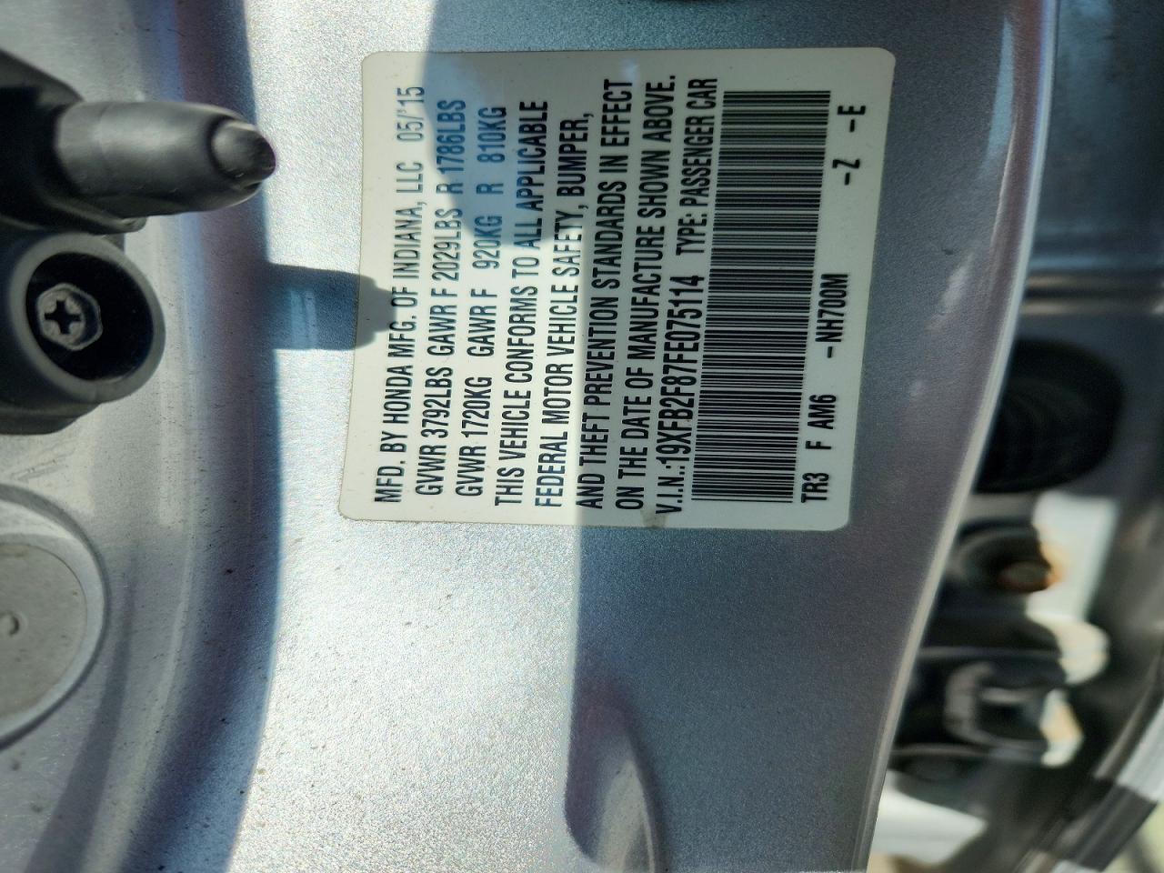 2015 Honda Civic Ex Silver vin: 19XFB2F87FE075114