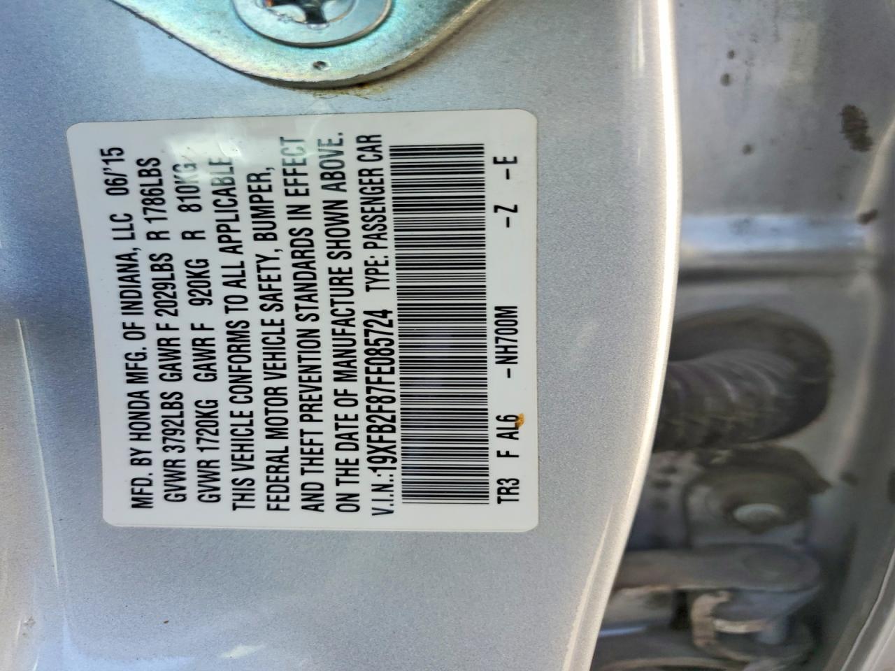 2015 Honda Civic Ex Silver vin: 19XFB2F87FE085724