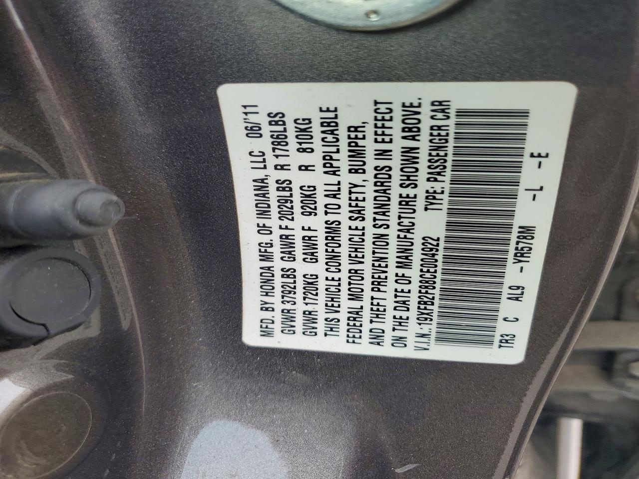 2012 Honda Civic Ex Brown vin: 19XFB2F88CE004922