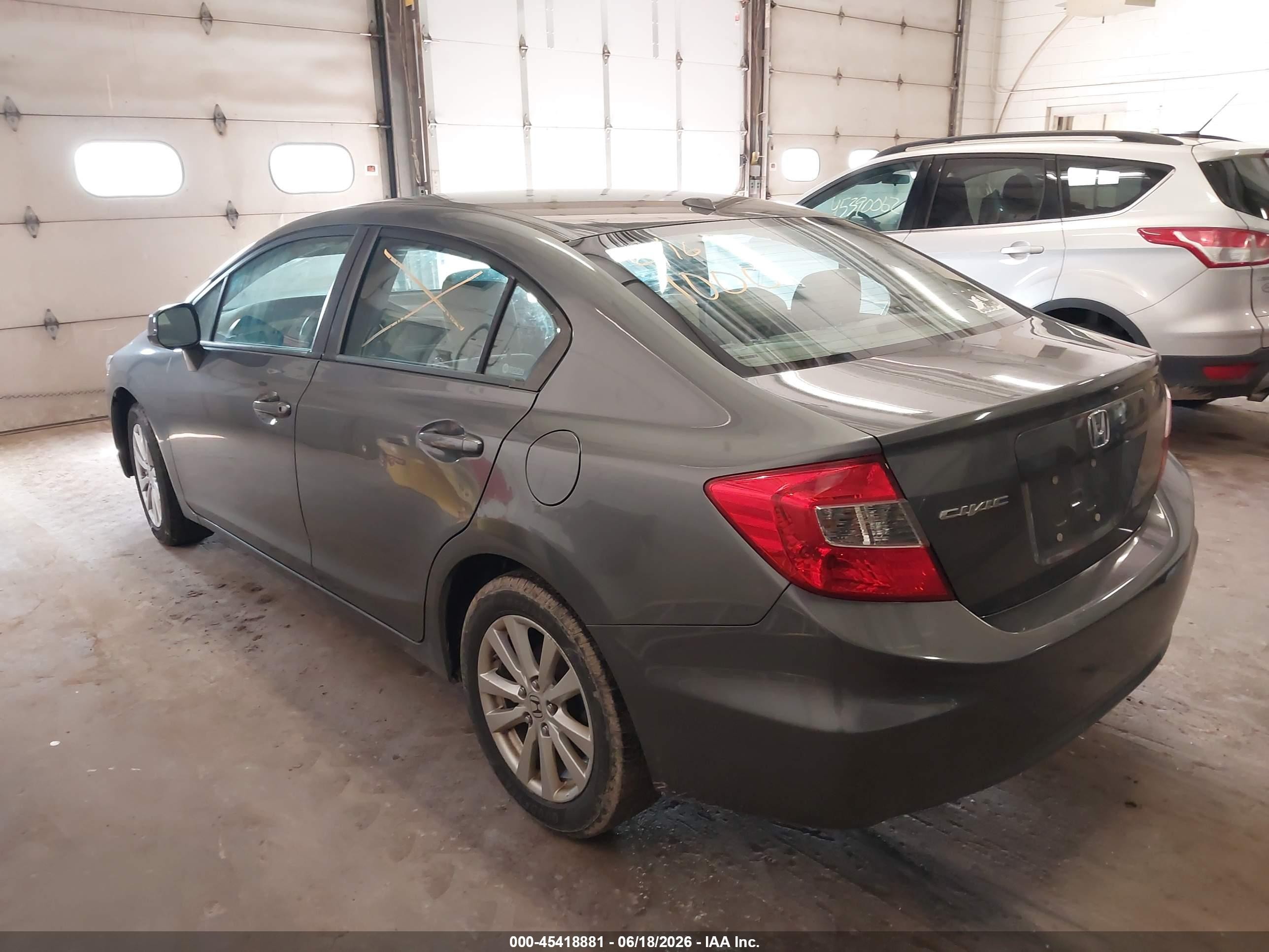 2012 Honda Civic Ex Gray vin: 19XFB2F88CE010431