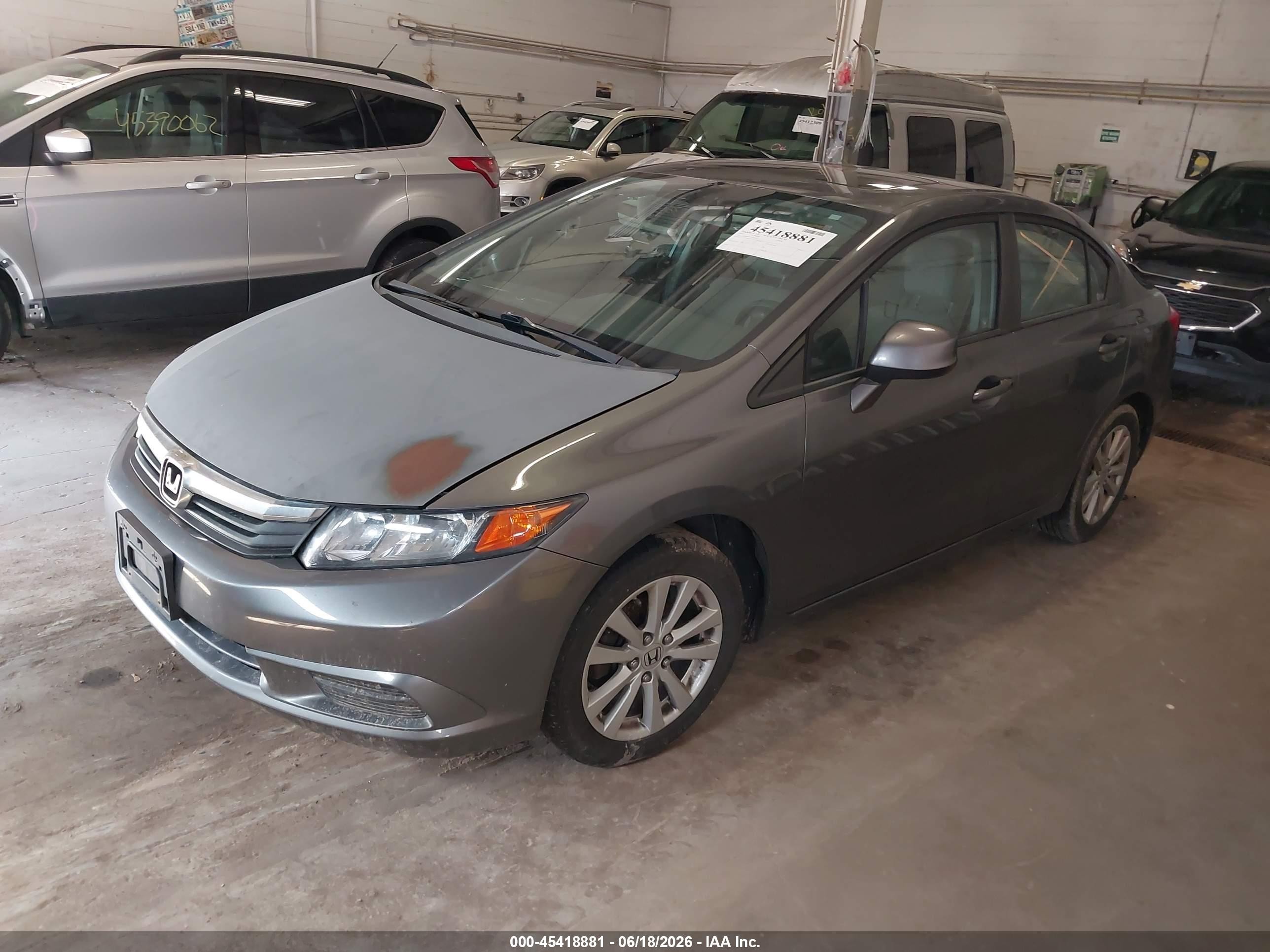 2012 Honda Civic Ex Gray vin: 19XFB2F88CE010431
