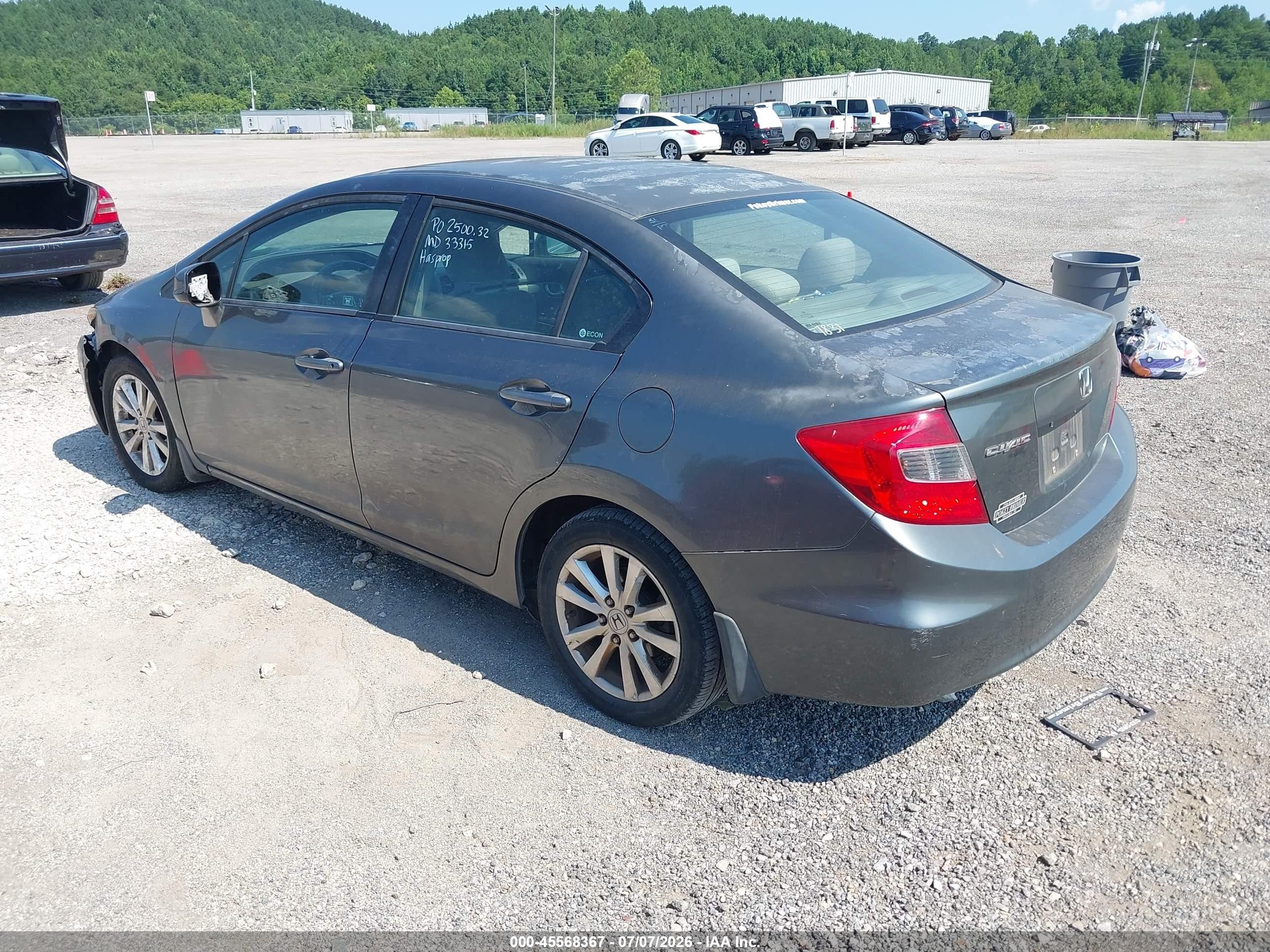 2012 Honda Civic Ex Gray vin: 19XFB2F88CE019338