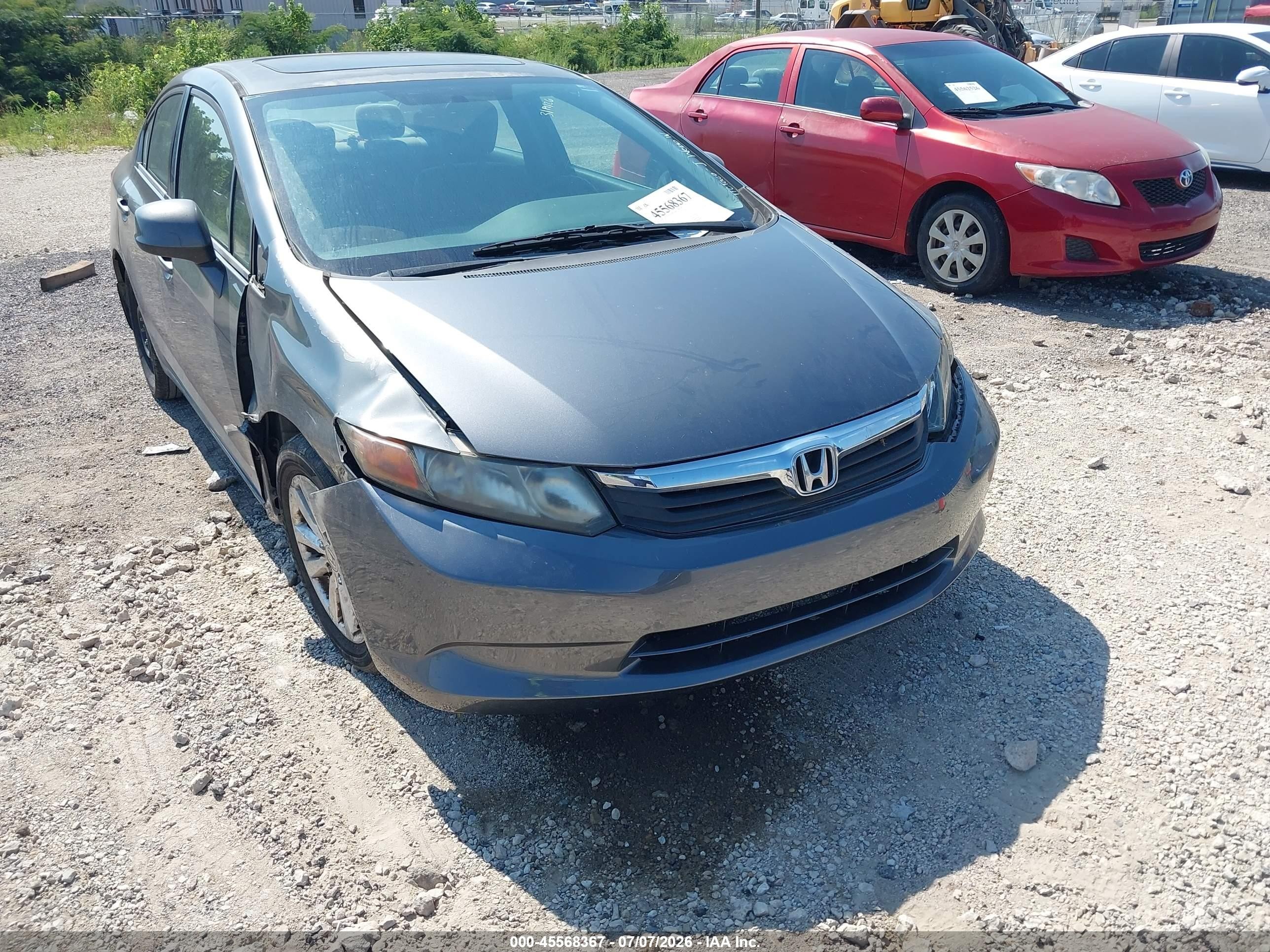 2012 Honda Civic Ex Gray vin: 19XFB2F88CE019338