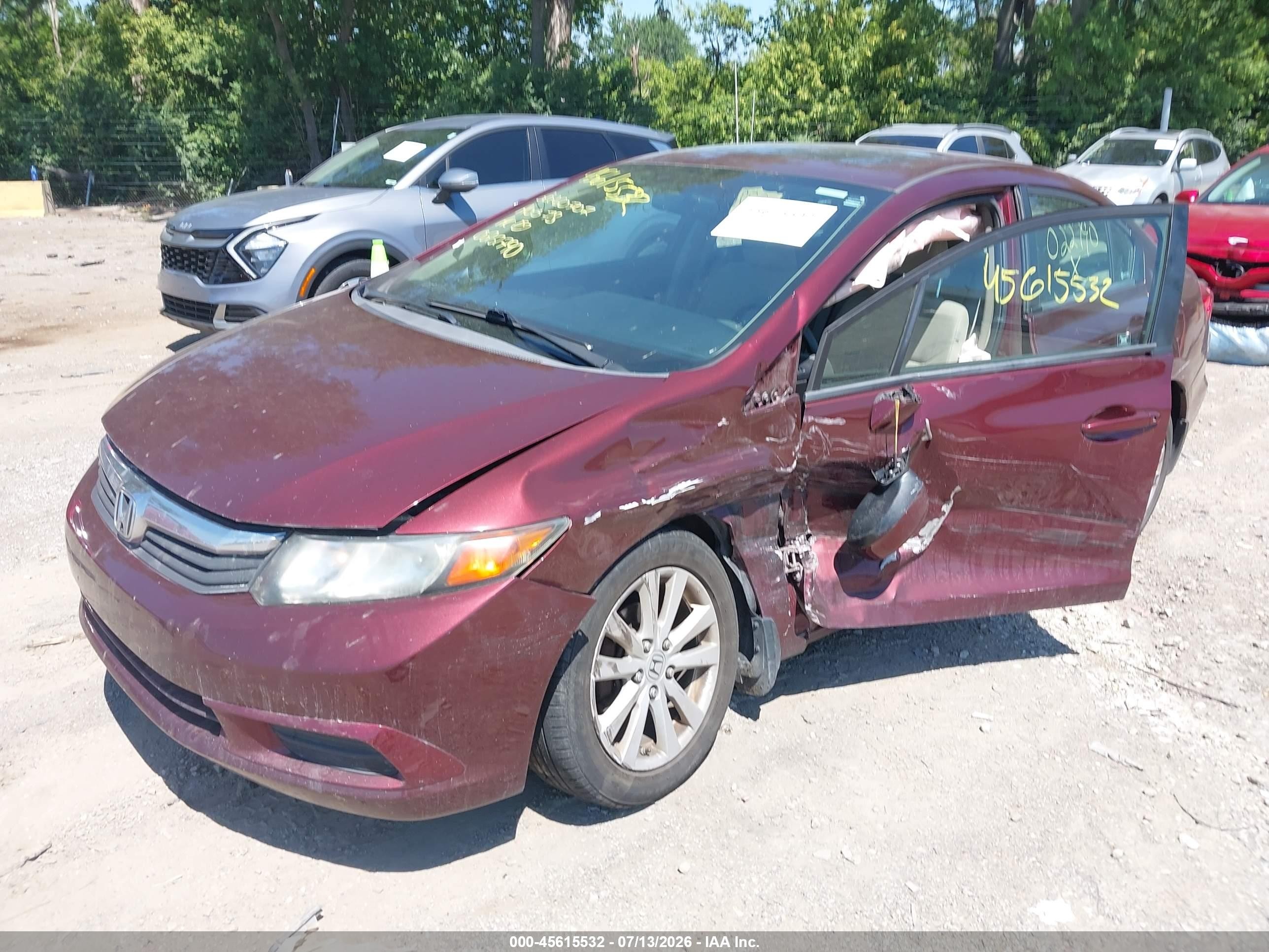 2012 Honda Civic Ex Red vin: 19XFB2F88CE022790