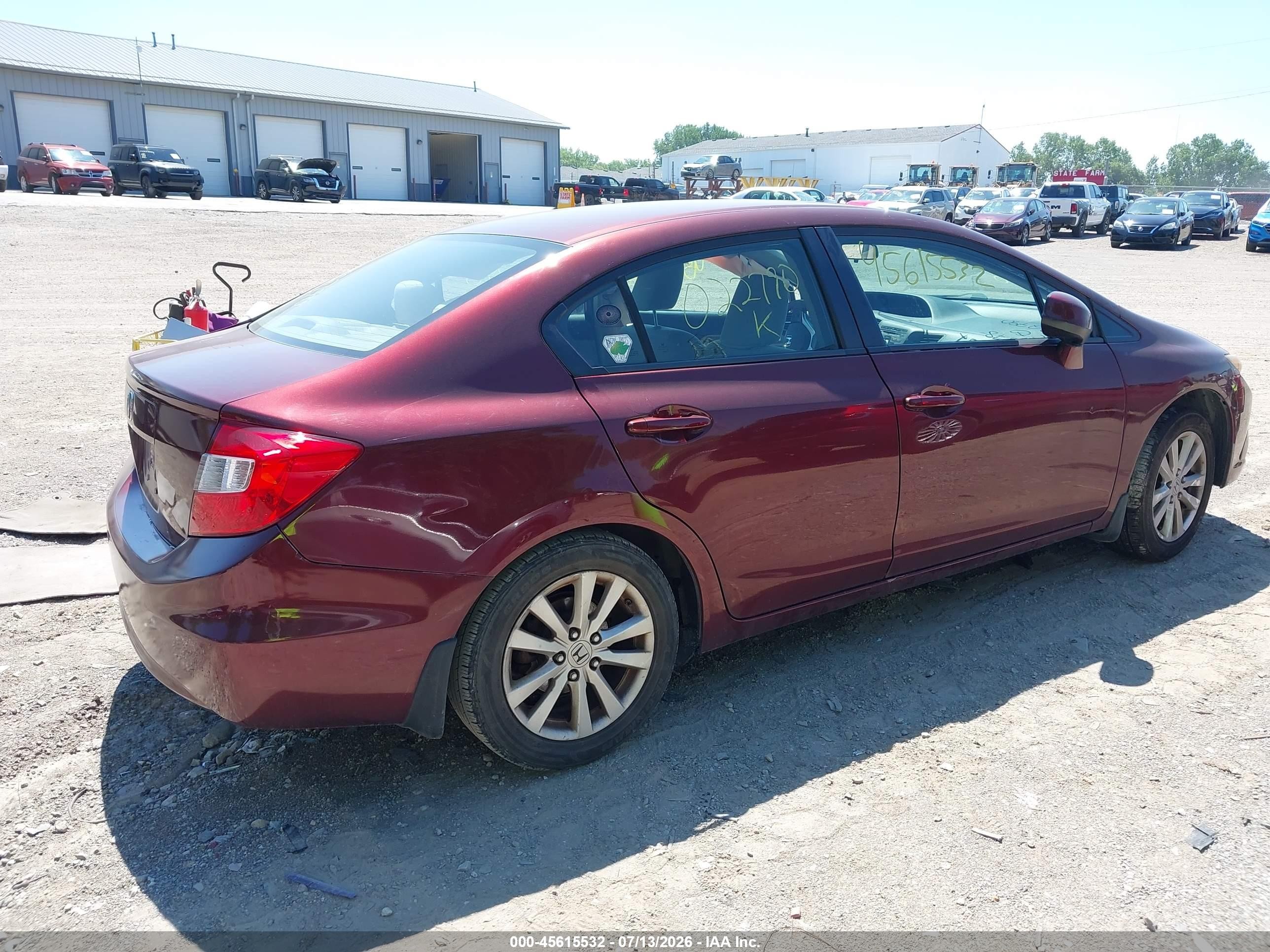 2012 Honda Civic Ex Red vin: 19XFB2F88CE022790