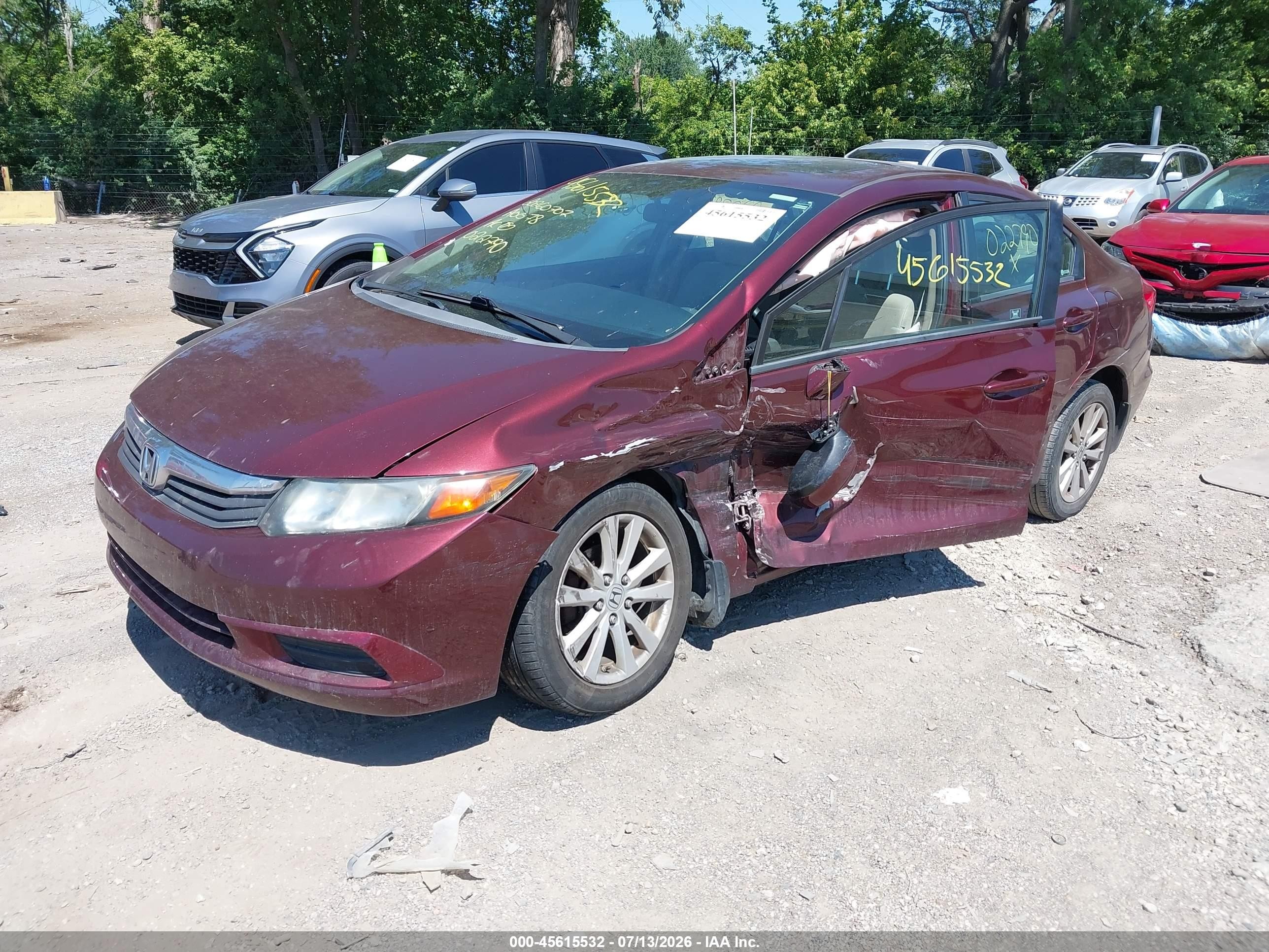 2012 Honda Civic Ex Red vin: 19XFB2F88CE022790