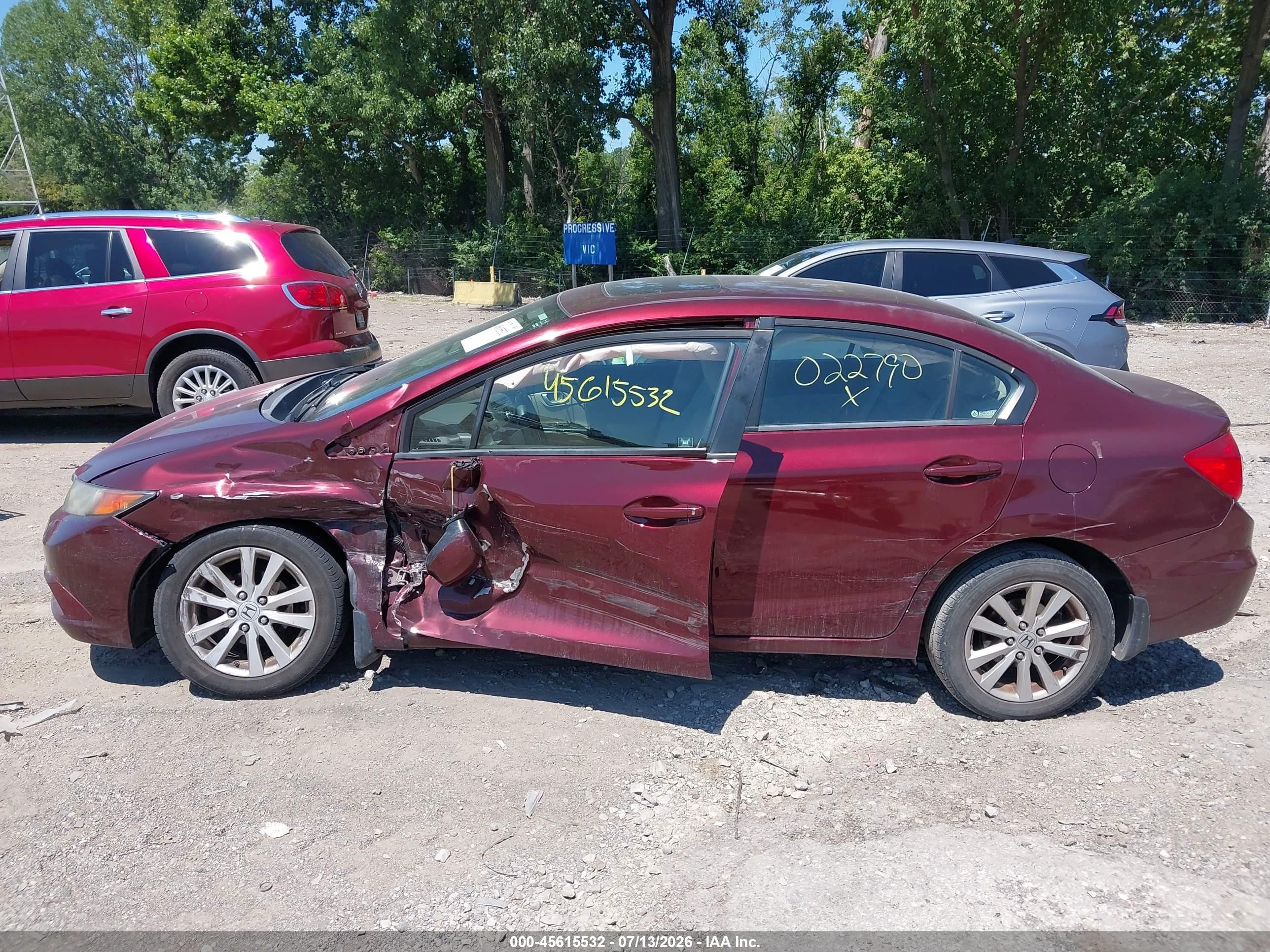 2012 Honda Civic Ex Red vin: 19XFB2F88CE022790