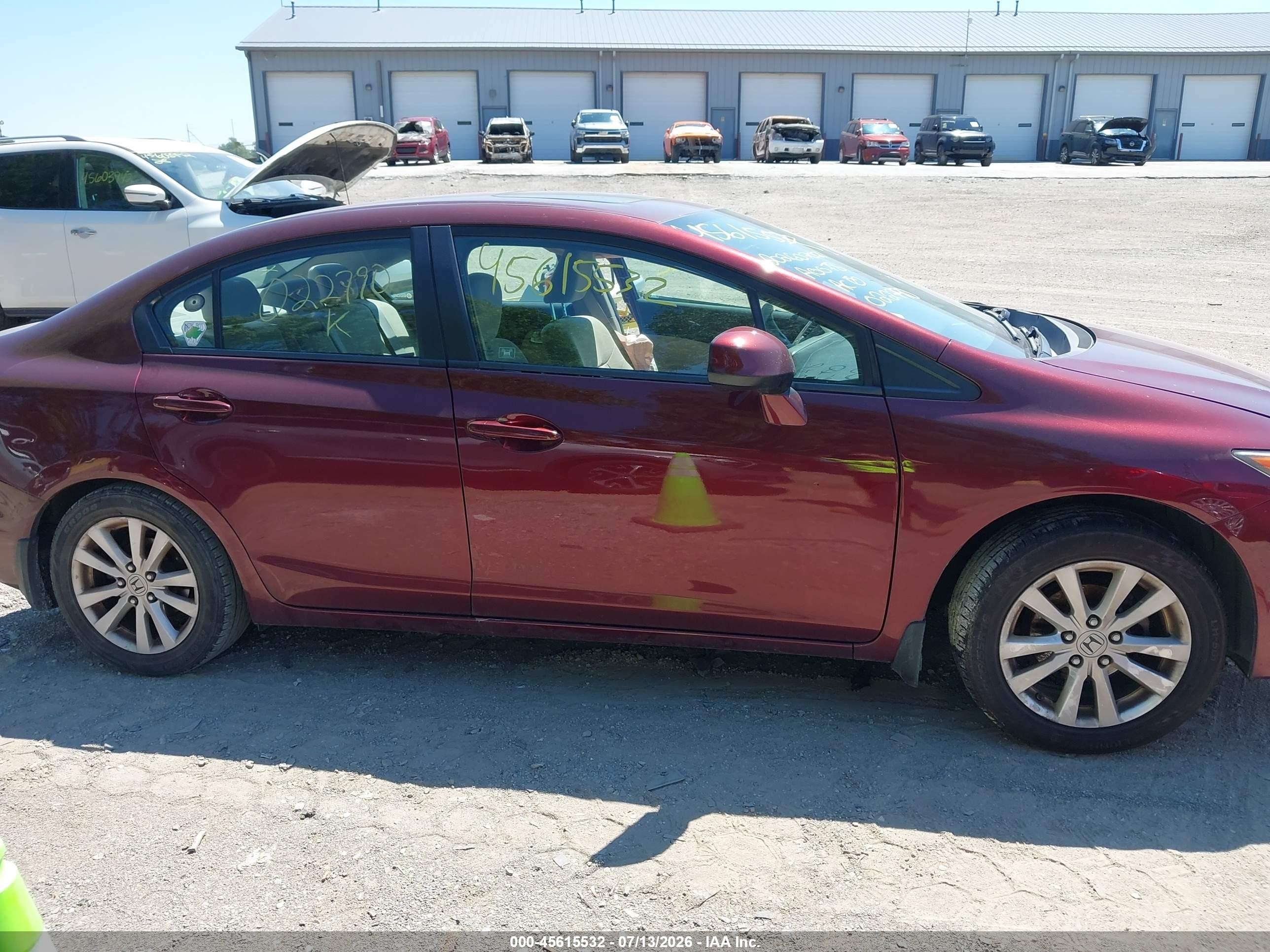 2012 Honda Civic Ex Red vin: 19XFB2F88CE022790