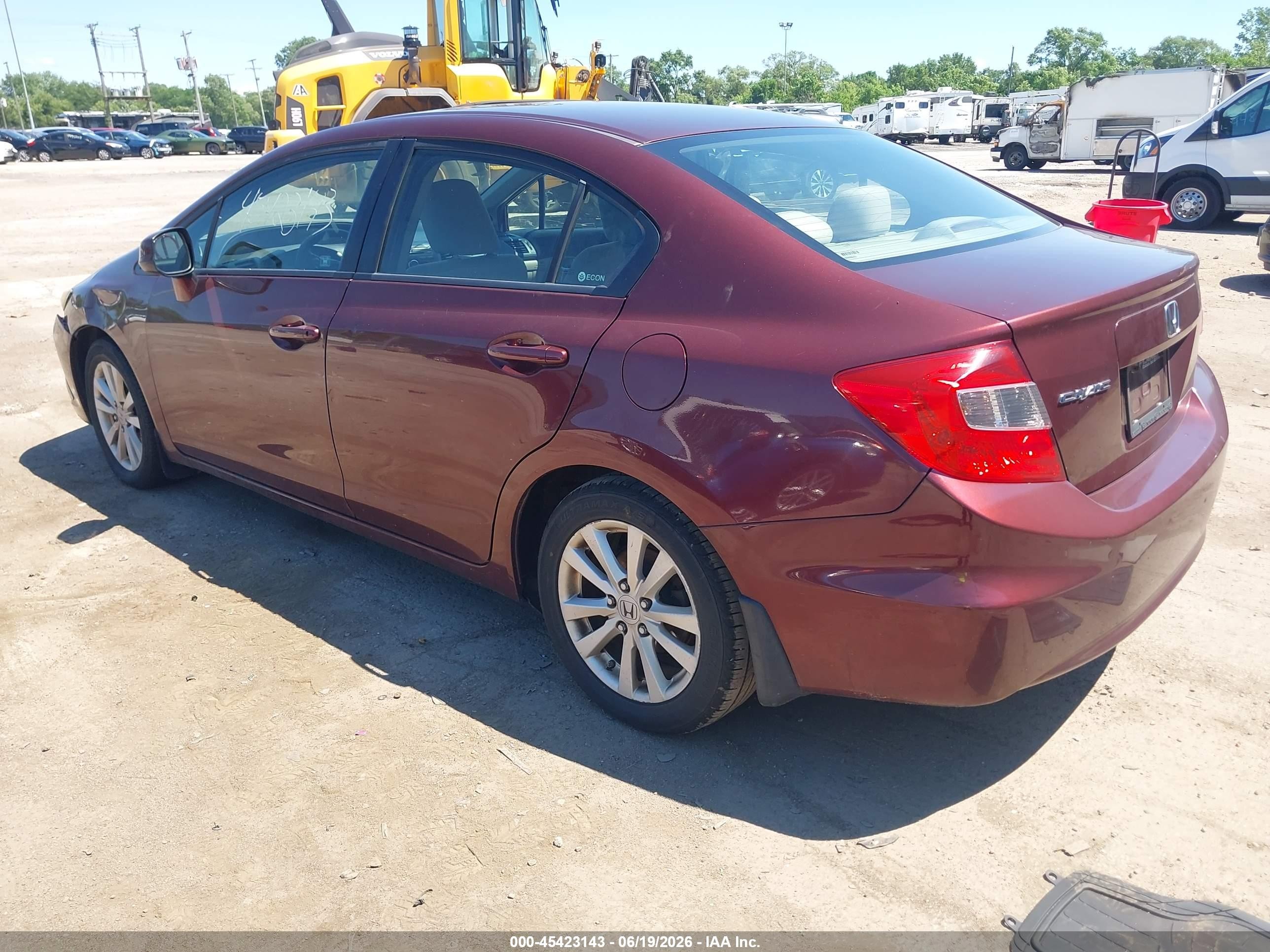 2012 Honda Civic Ex Burgundy vin: 19XFB2F88CE085839