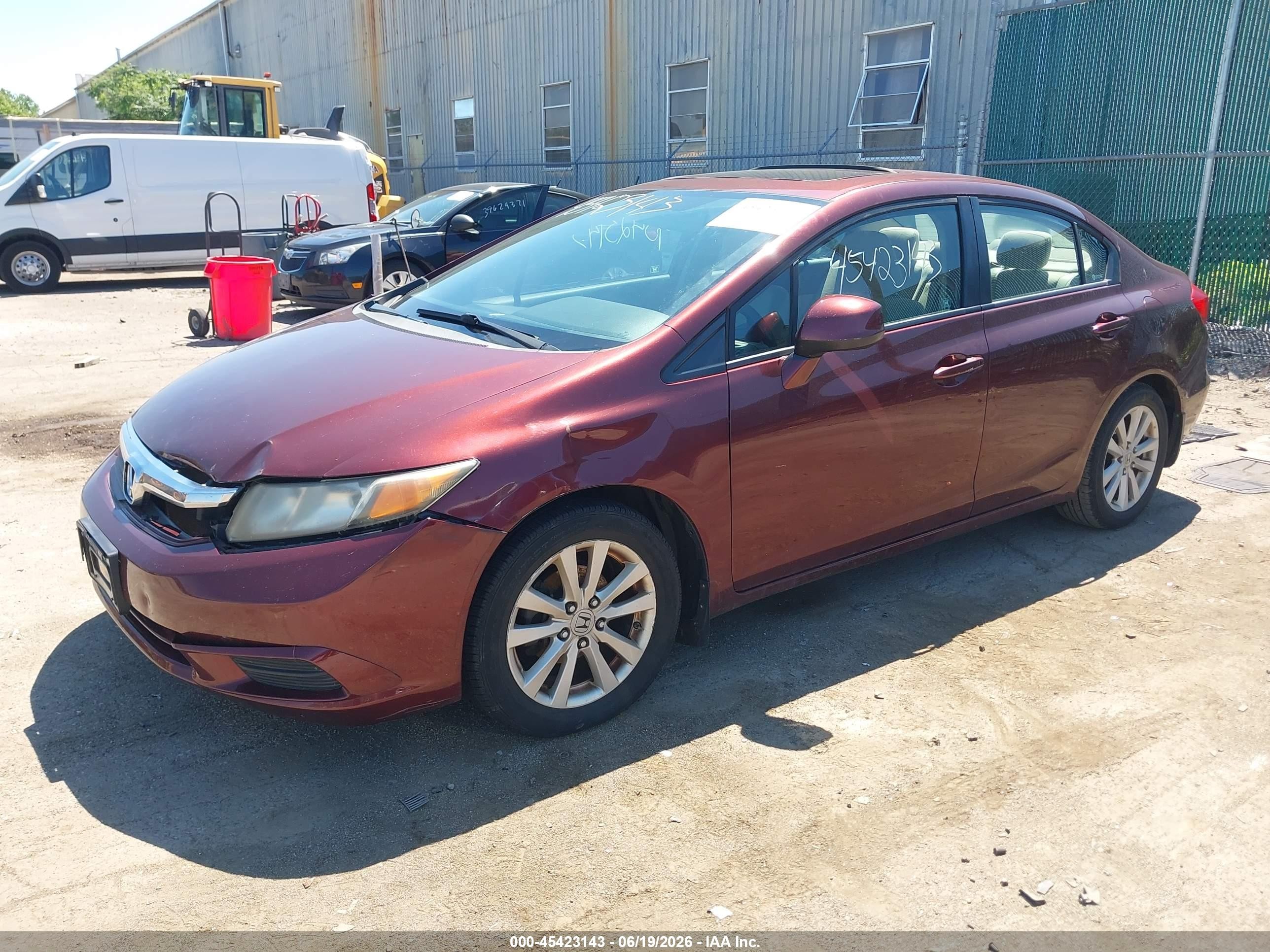 2012 Honda Civic Ex Burgundy vin: 19XFB2F88CE085839