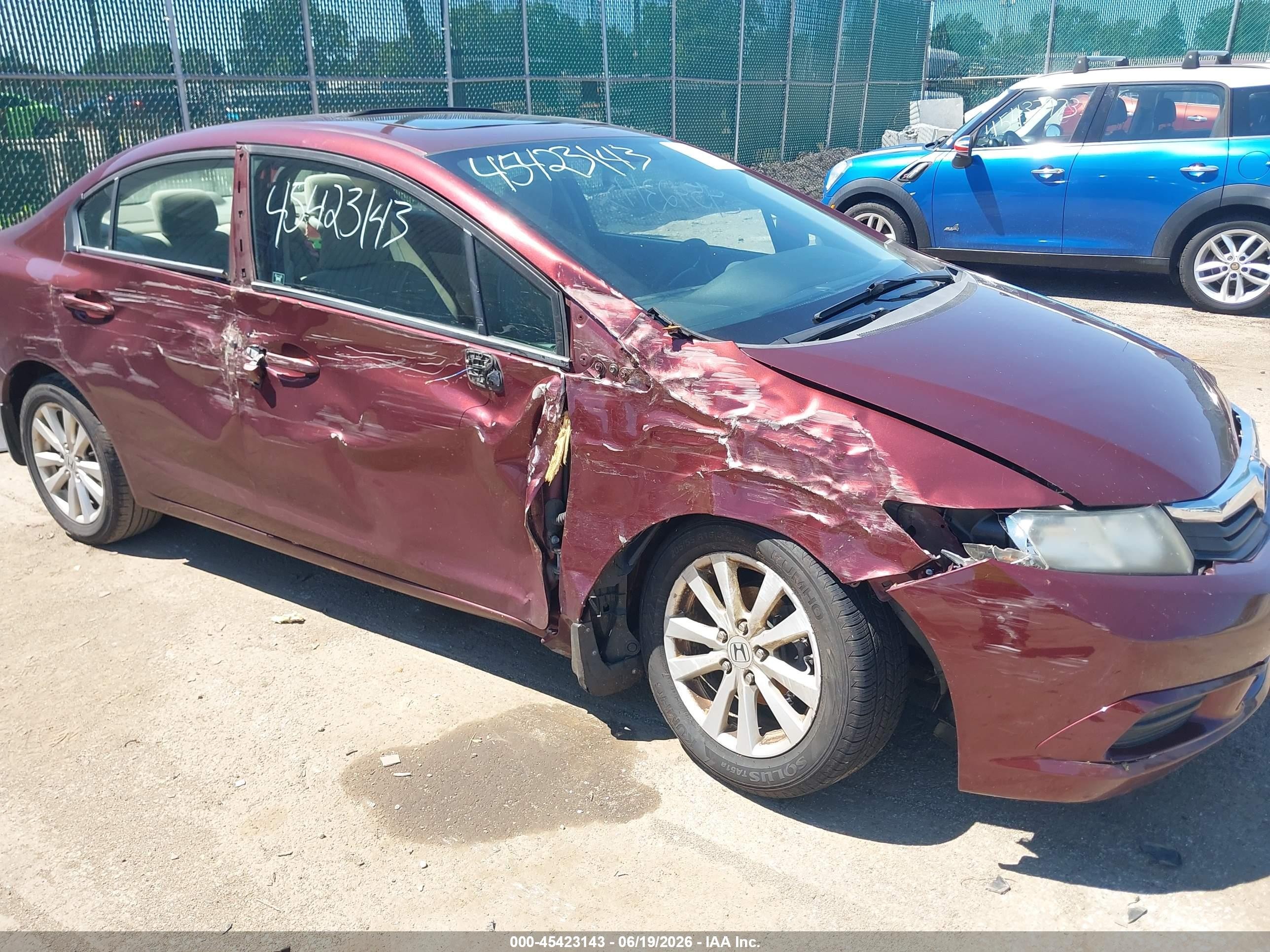 2012 Honda Civic Ex Burgundy vin: 19XFB2F88CE085839