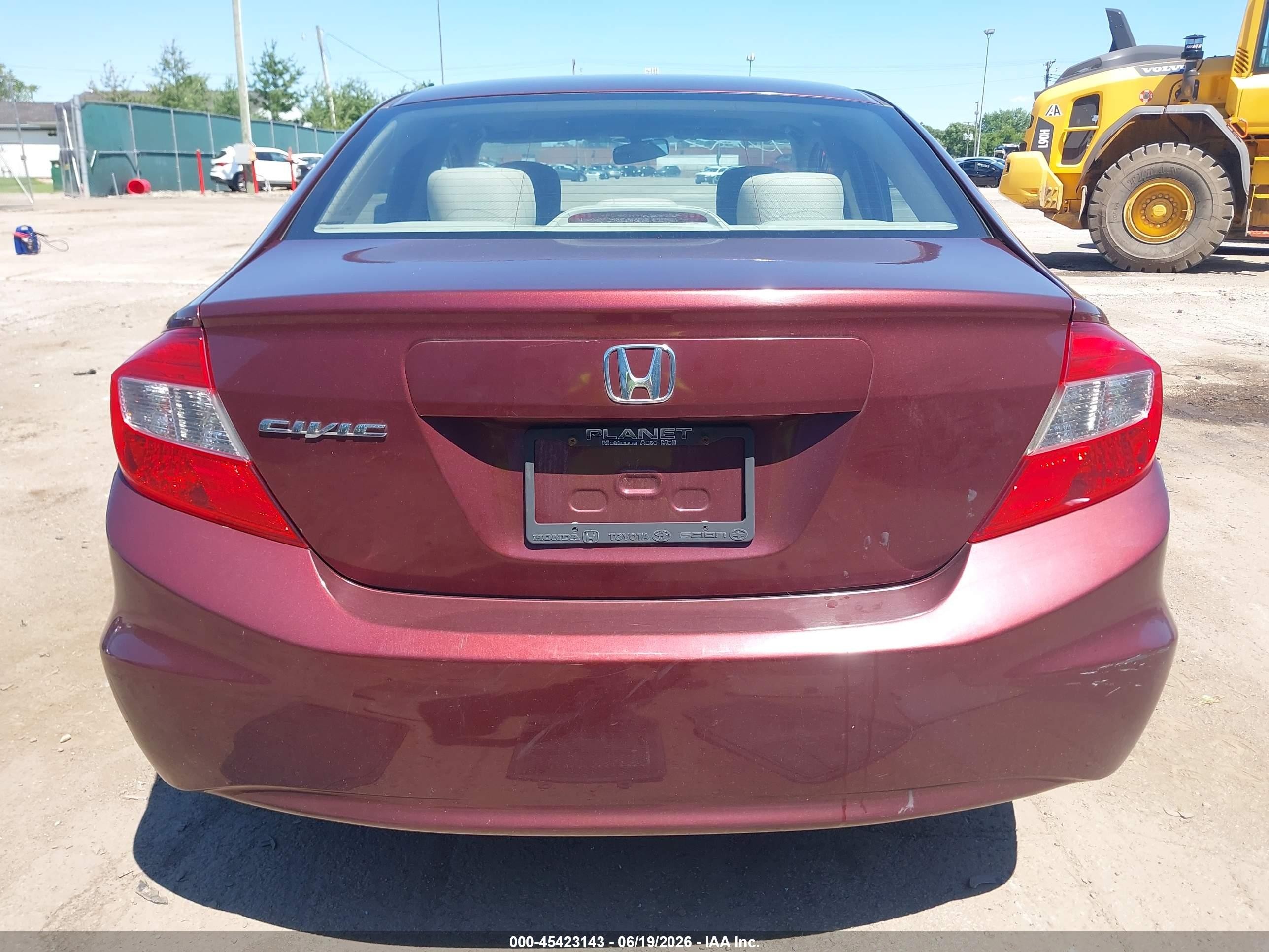 2012 Honda Civic Ex Burgundy vin: 19XFB2F88CE085839