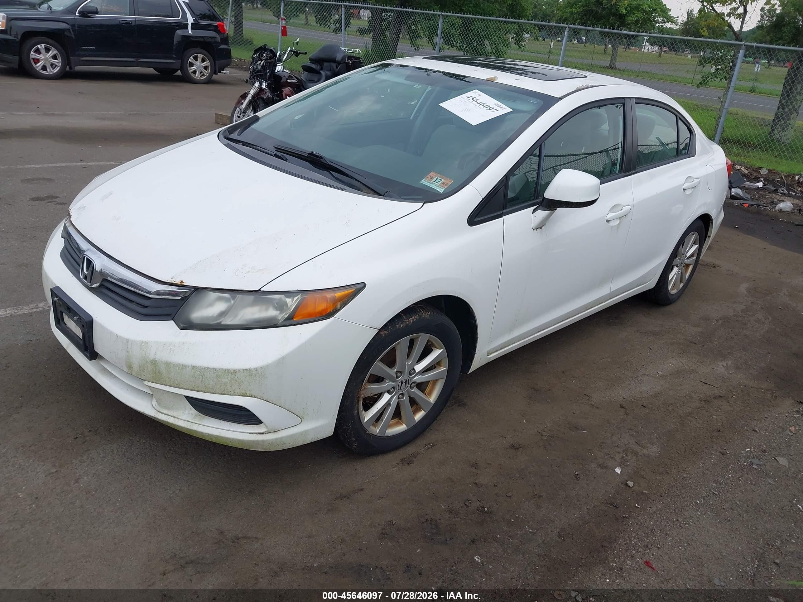 2012 Honda Civic Ex White vin: 19XFB2F88CE316433