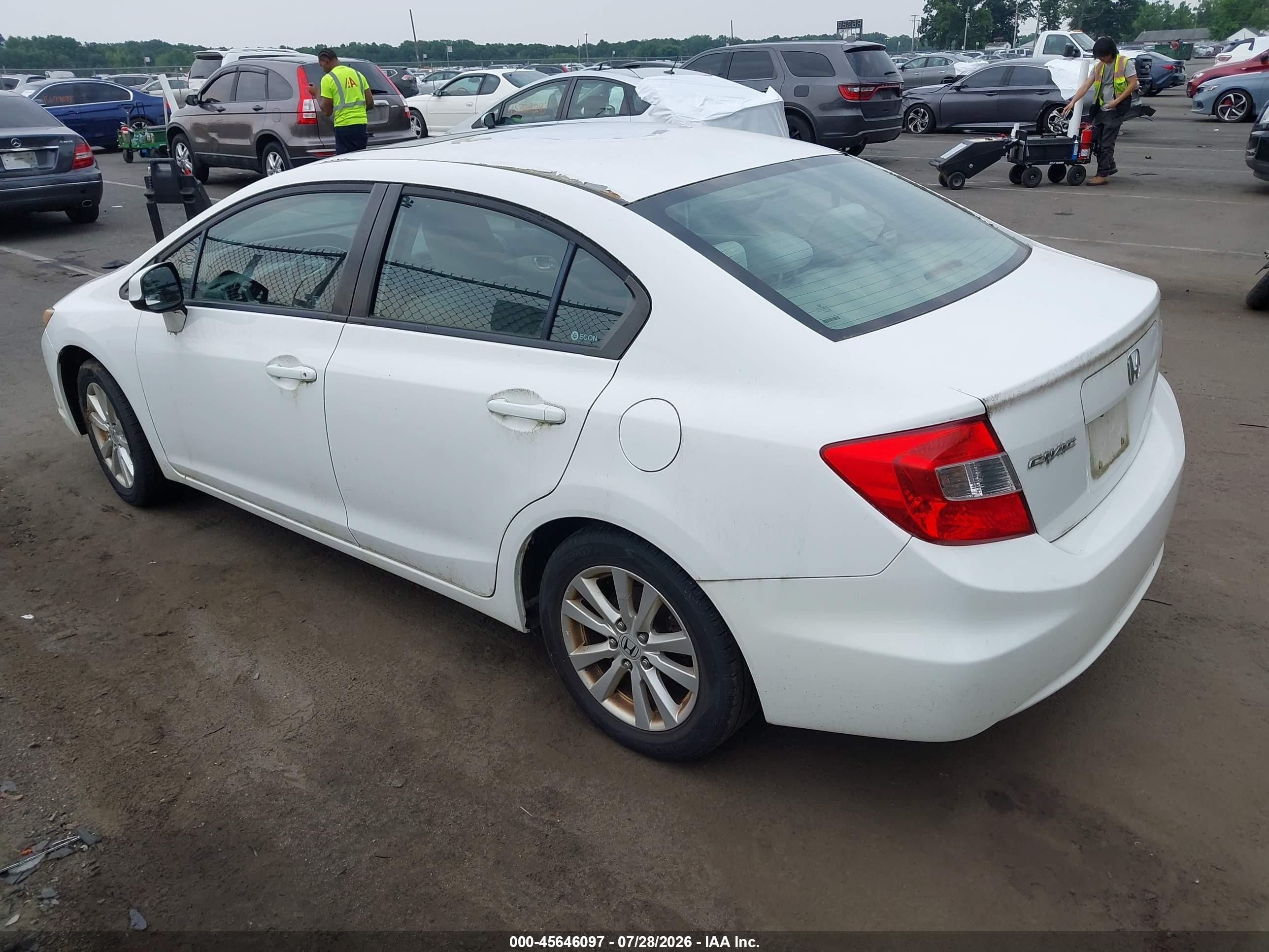 2012 Honda Civic Ex White vin: 19XFB2F88CE316433