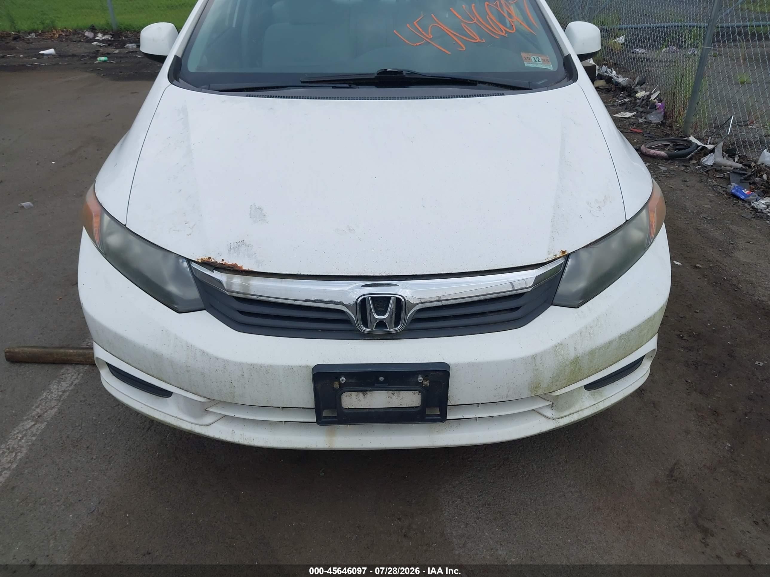 2012 Honda Civic Ex White vin: 19XFB2F88CE316433