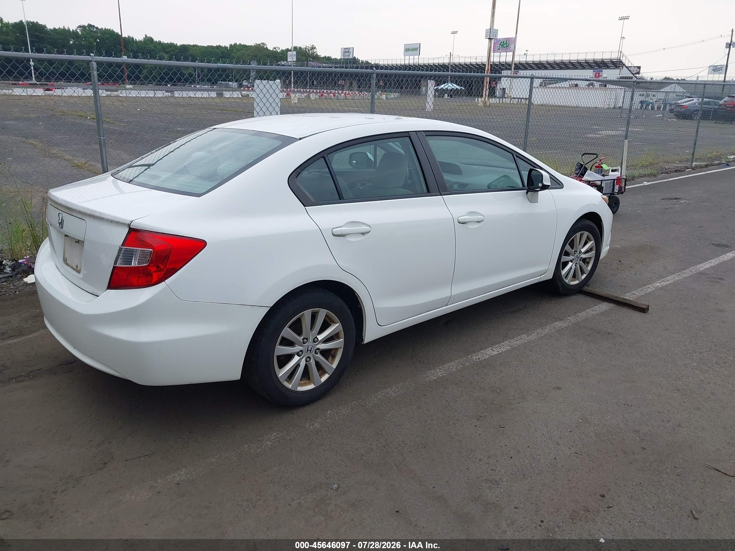 2012 Honda Civic Ex White vin: 19XFB2F88CE316433