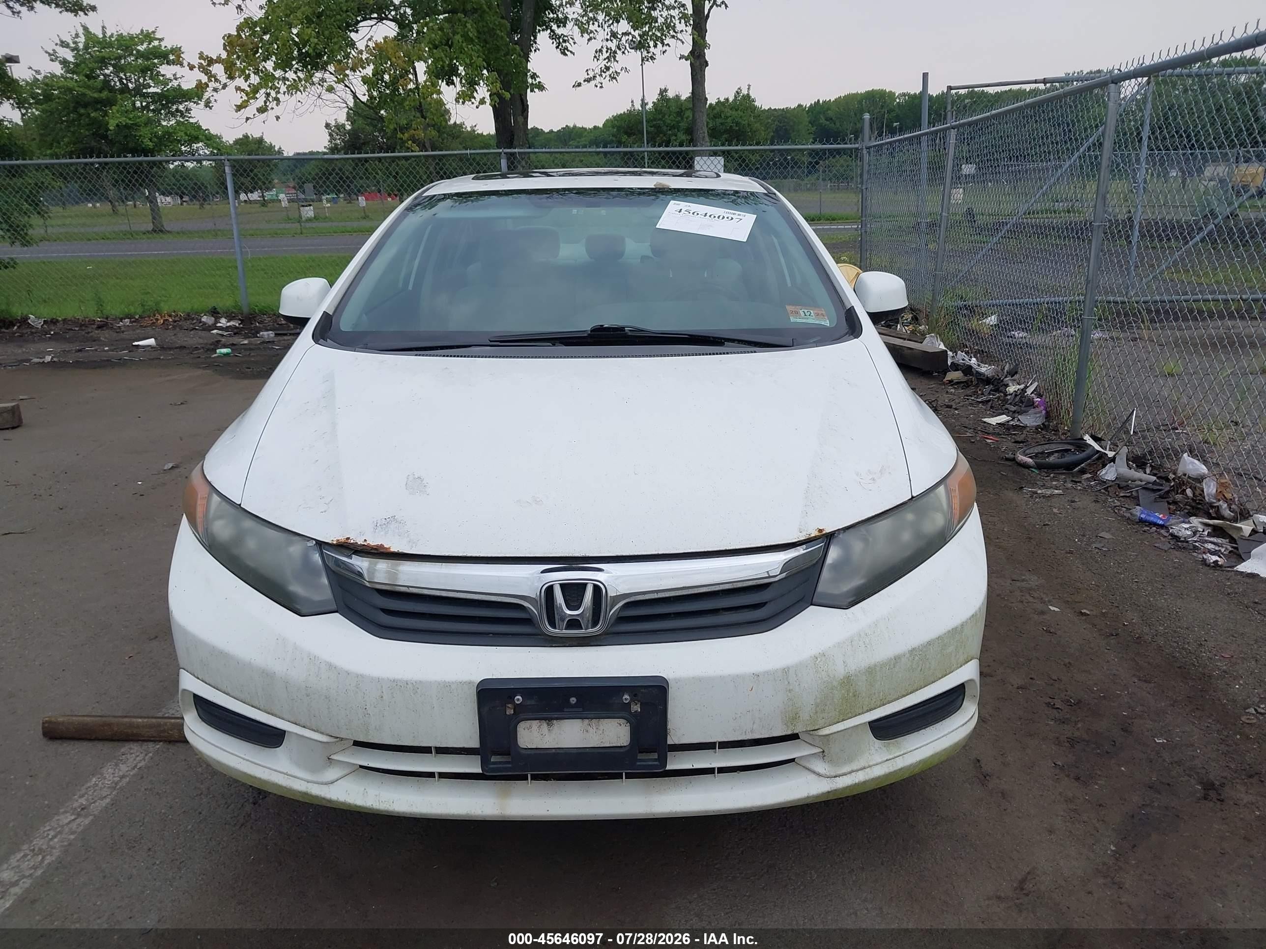 2012 Honda Civic Ex White vin: 19XFB2F88CE316433