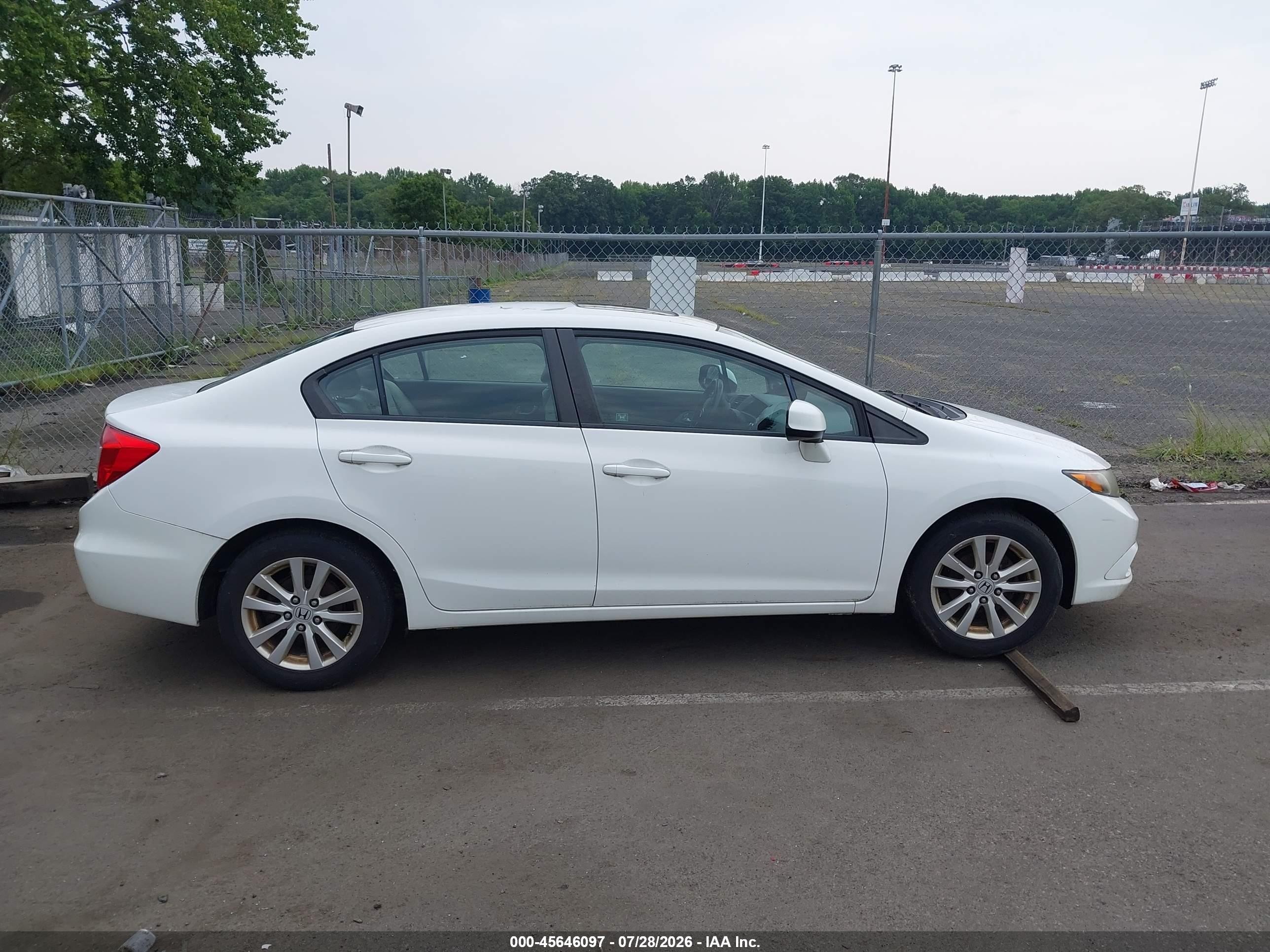 2012 Honda Civic Ex White vin: 19XFB2F88CE316433