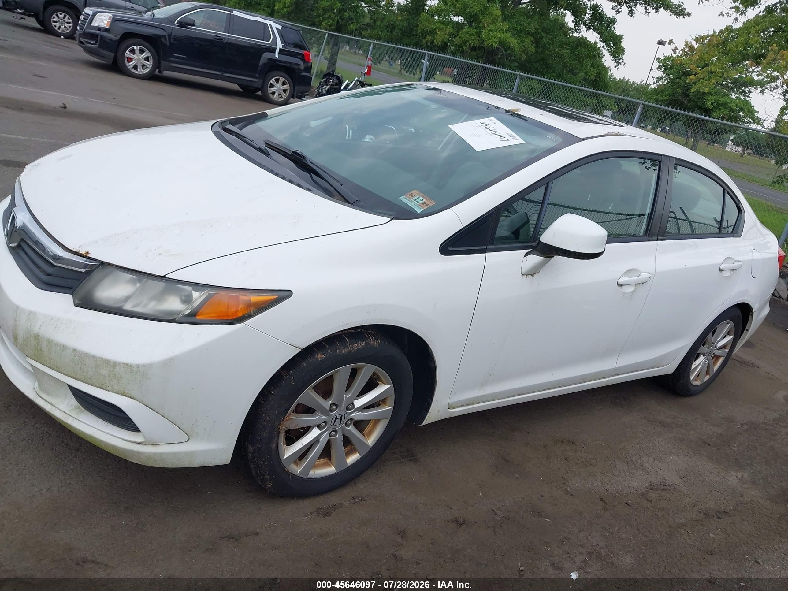 2012 Honda Civic Ex White vin: 19XFB2F88CE316433