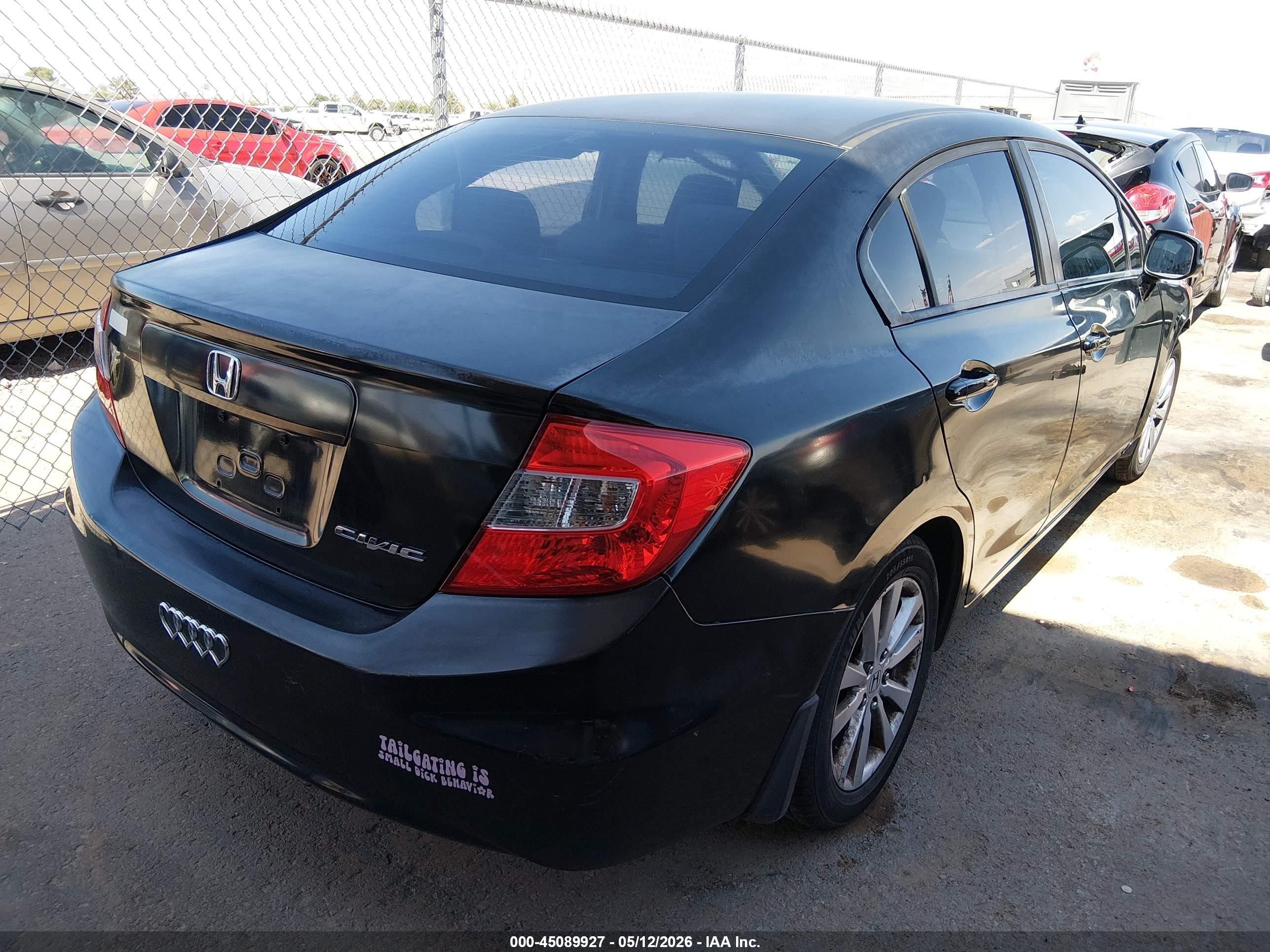 2012 Honda Civic Ex Black vin: 19XFB2F88CE353353