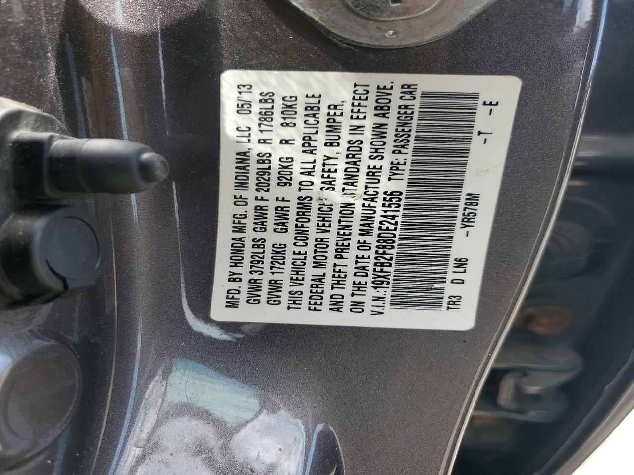 2013 Honda Civic Ex Серый vin: 19XFB2F88DE241556