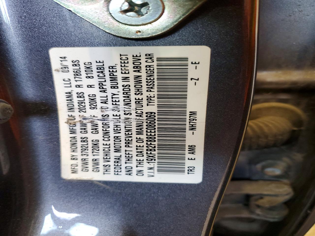2014 Honda Civic Ex Silver vin: 19XFB2F88EE086069