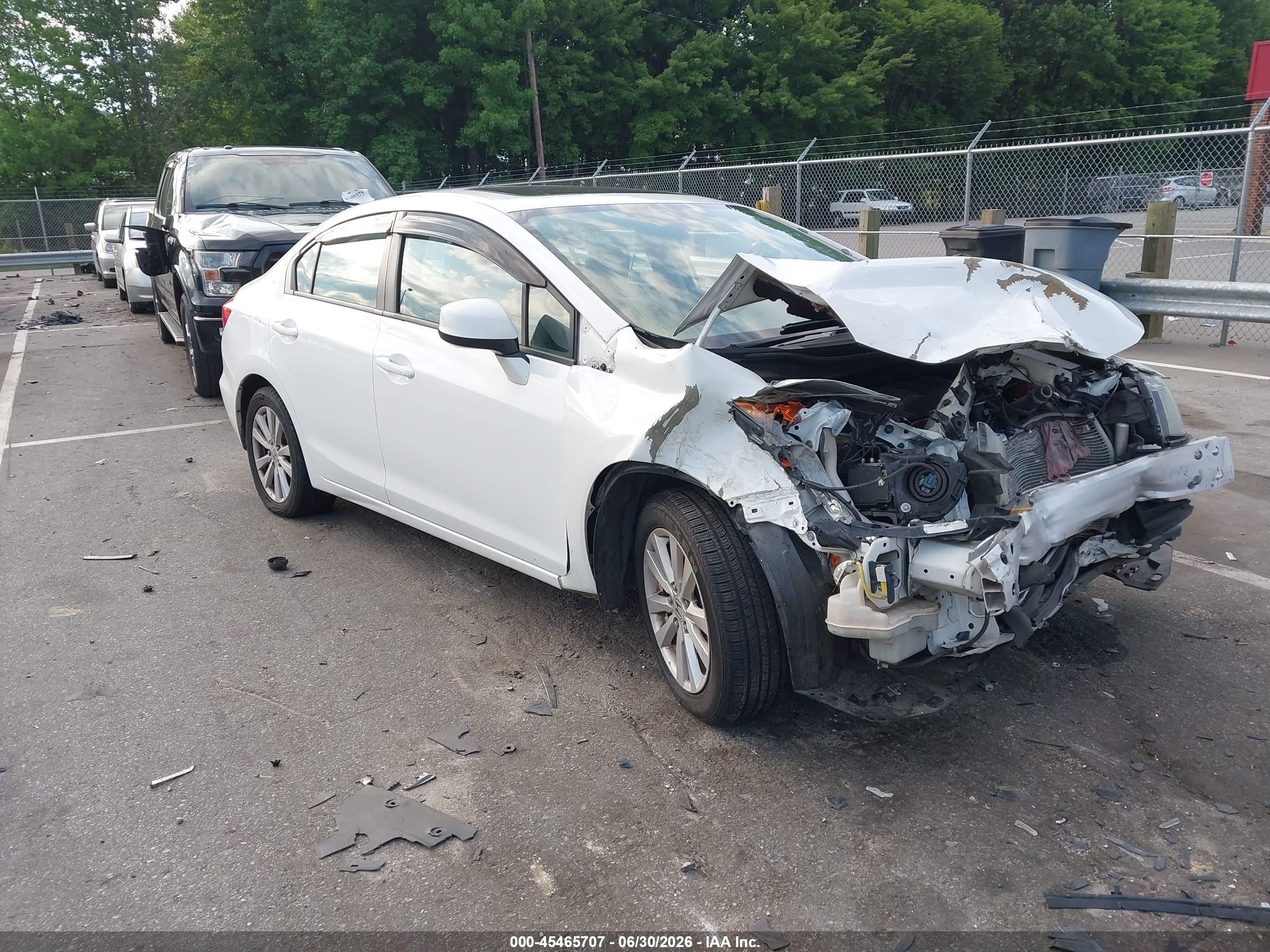 2012 Honda Civic Ex White vin: 19XFB2F89CE085235