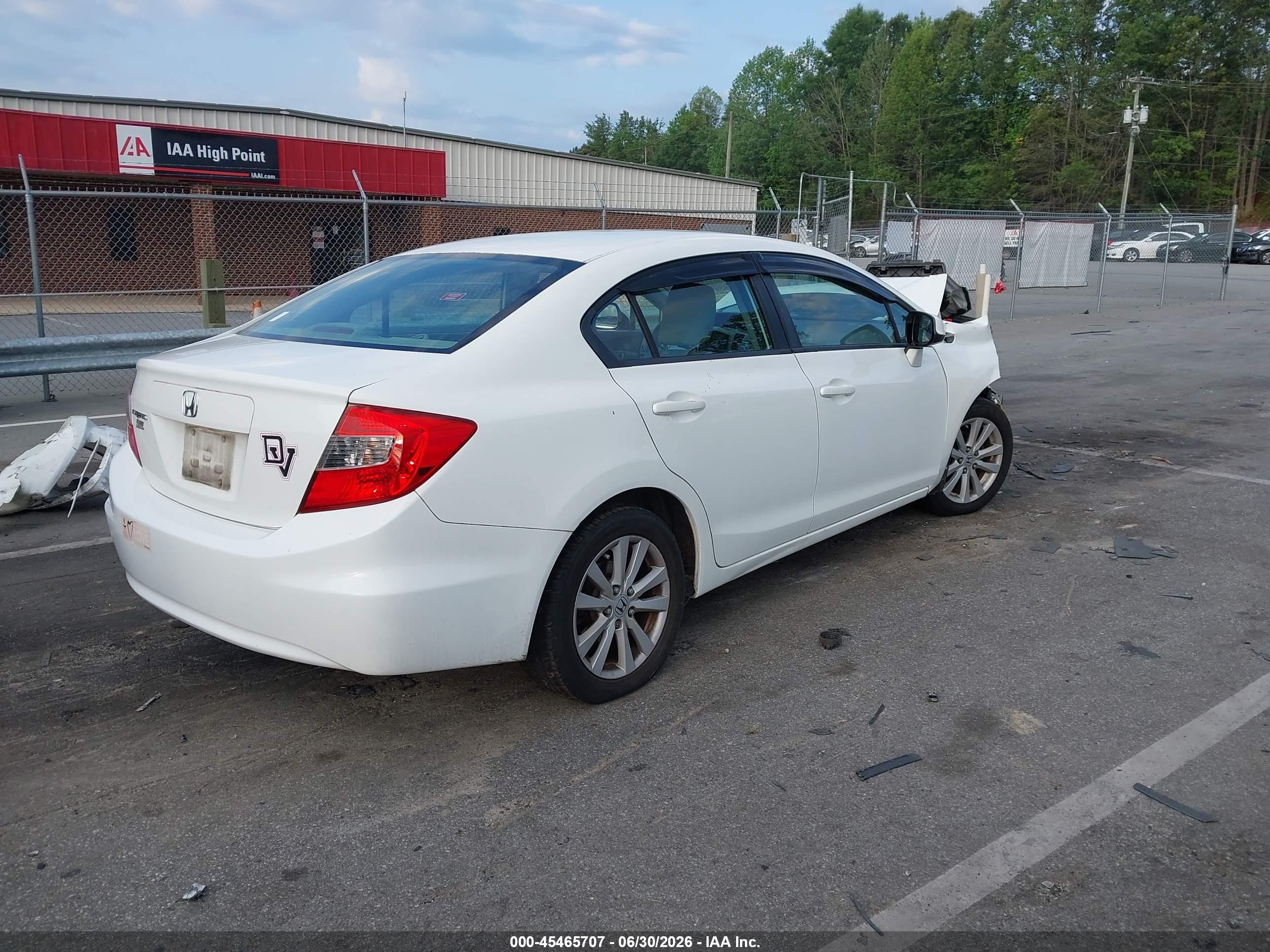 2012 Honda Civic Ex White vin: 19XFB2F89CE085235