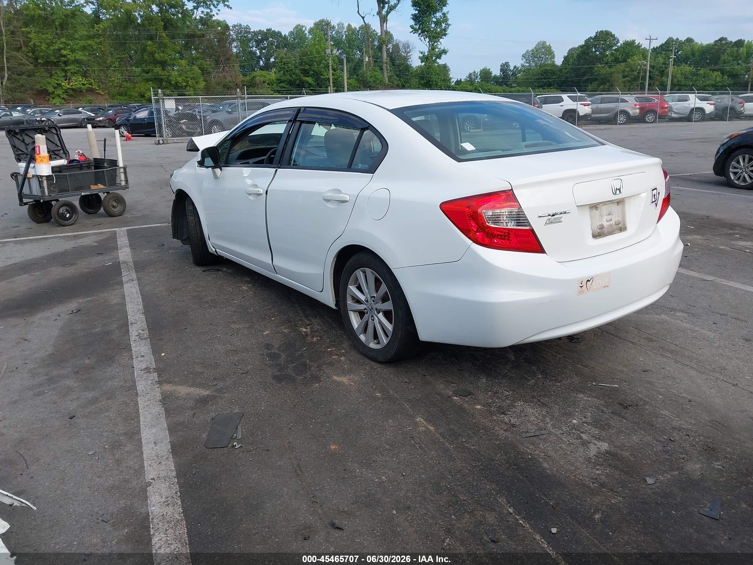 2012 Honda Civic Ex White vin: 19XFB2F89CE085235