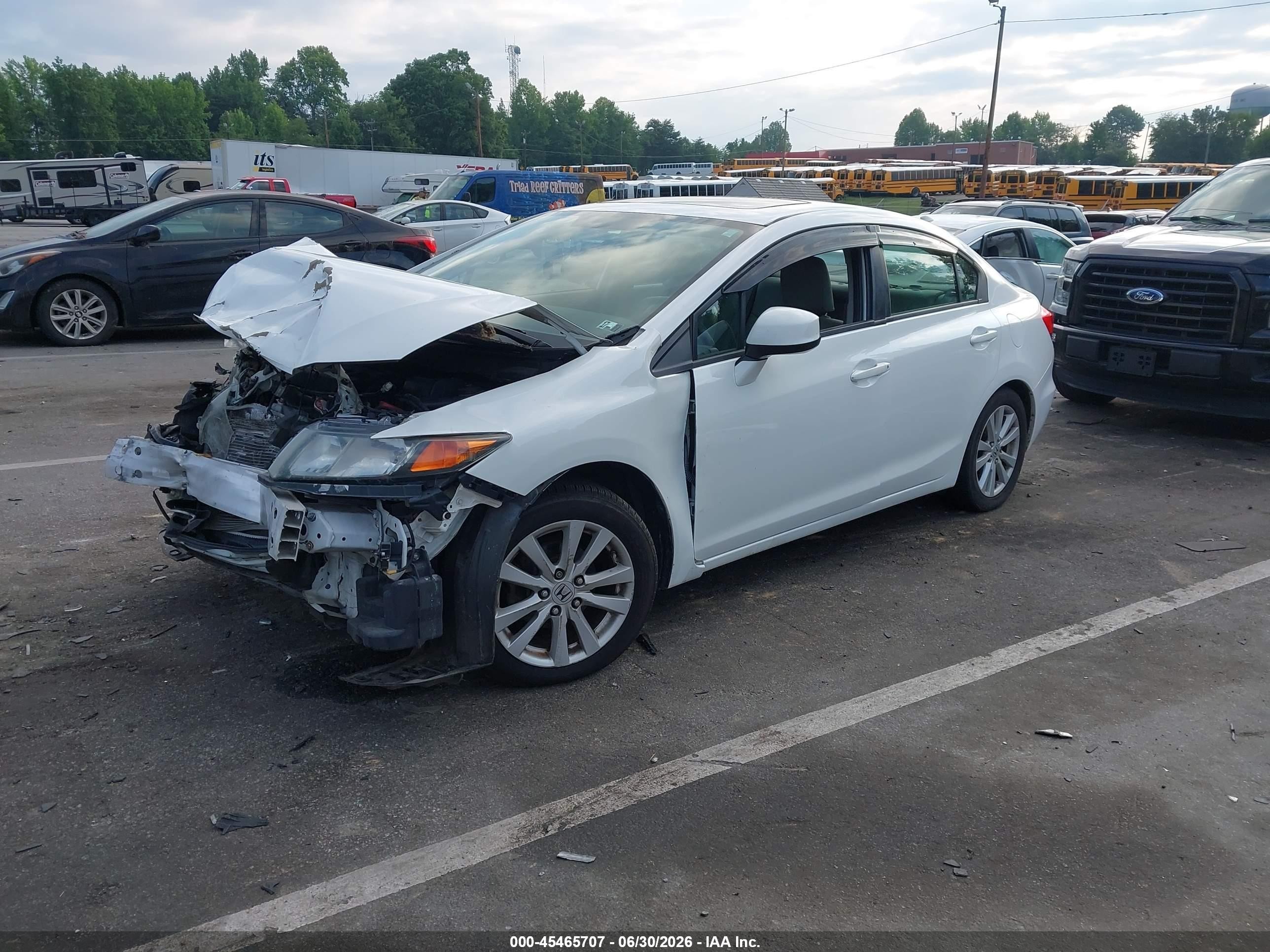 2012 Honda Civic Ex White vin: 19XFB2F89CE085235